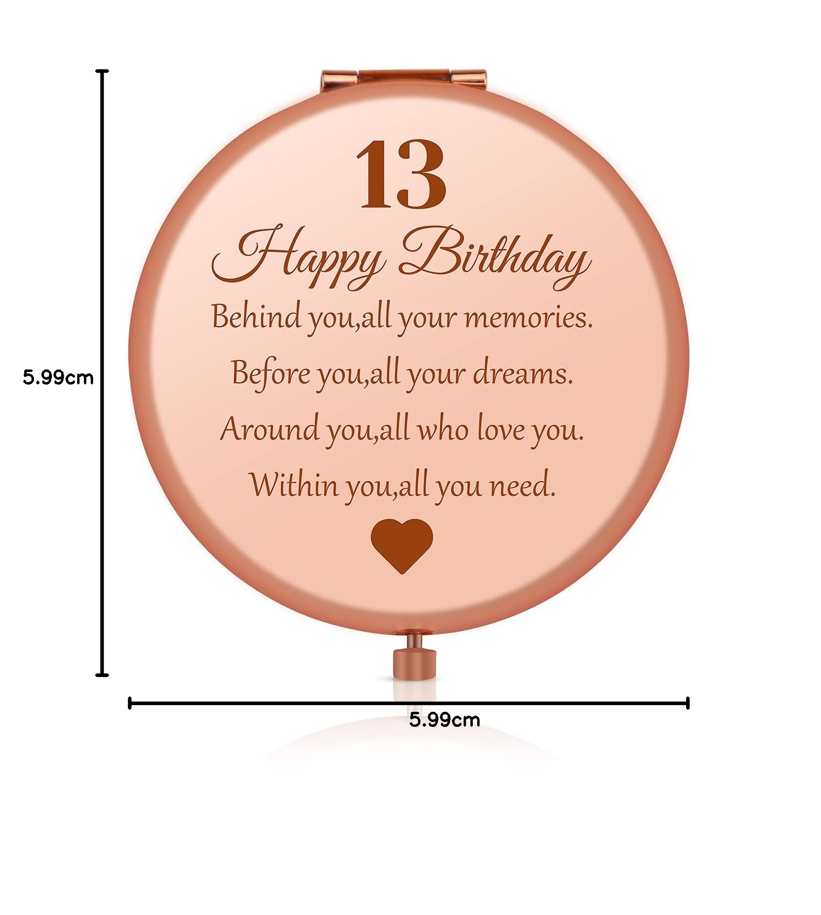 Jielahua Rose Gold Compact Mirror - Sweet 13th Birthday Gift for Girls | Perfect for Daughter, Granddaughter, Sister, Niece & Friends | Ideal for Birthday Parties, Graduations & Special Celebrations