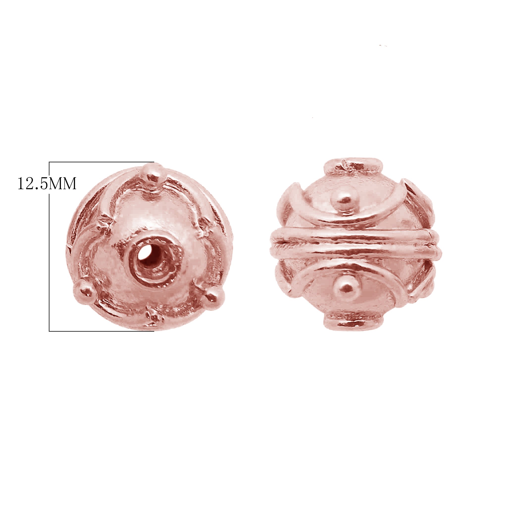 Rose Gold Overlay Bali Bead BRG-114-12.5MM - Handmade Jewelry Beads for DIY Bracelets, Necklaces & Crafting Projects