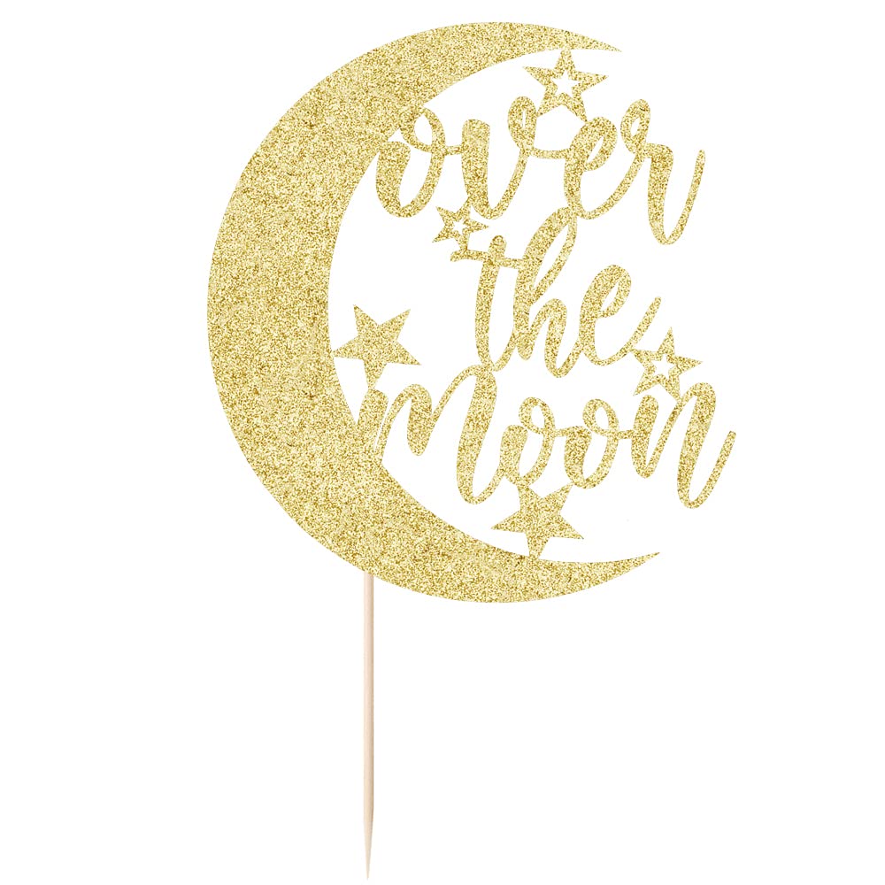 First Holy Communion Cake Topper - Elegant Gold Over the Moon Cake Decor for Baby Showers, Birthdays & Religious Celebrations | Perfect for Party Decorations & Special Occasions