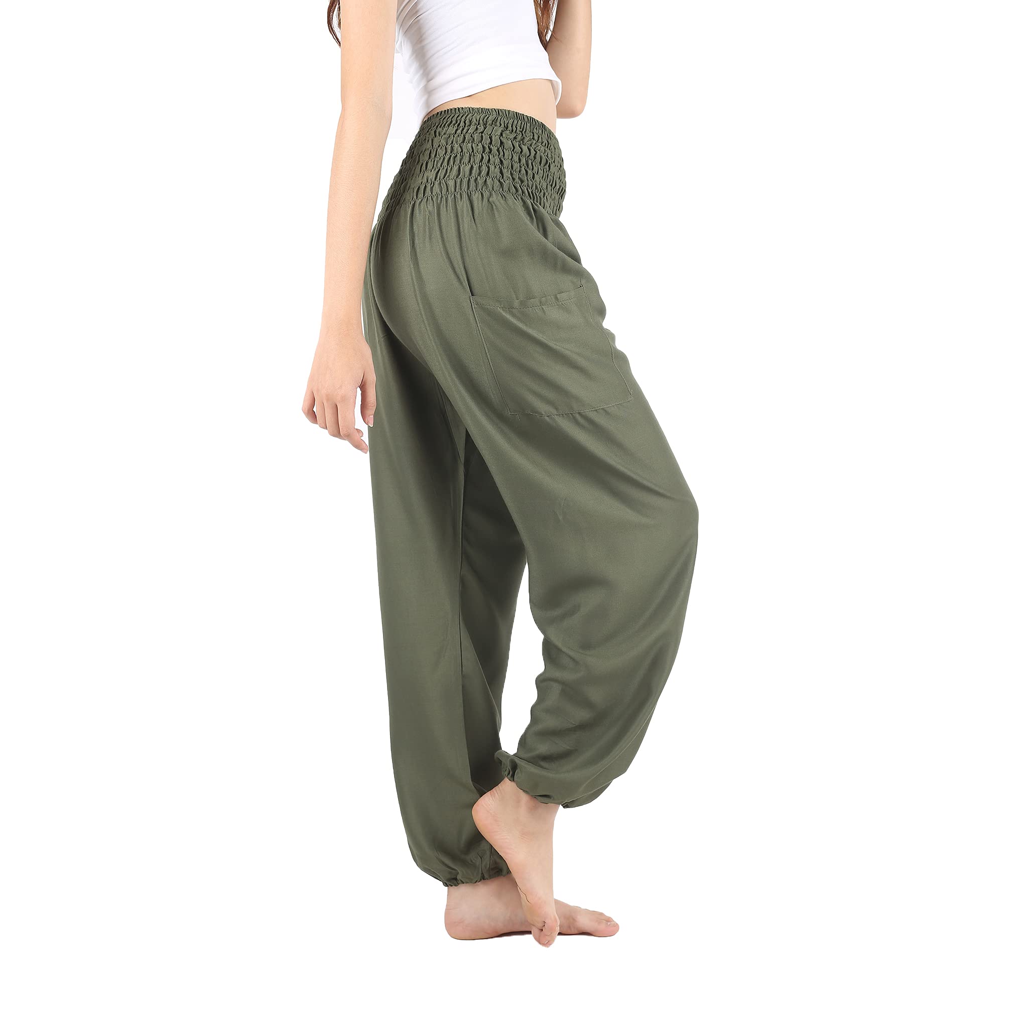 Boho Harem Pants for Women - Comfortable Yoga Trousers with Elastic Waist, Loose Fit Bohemian Beach Pants - Perfect for Yoga, Meditation, Beach Vacation and Casual Wear