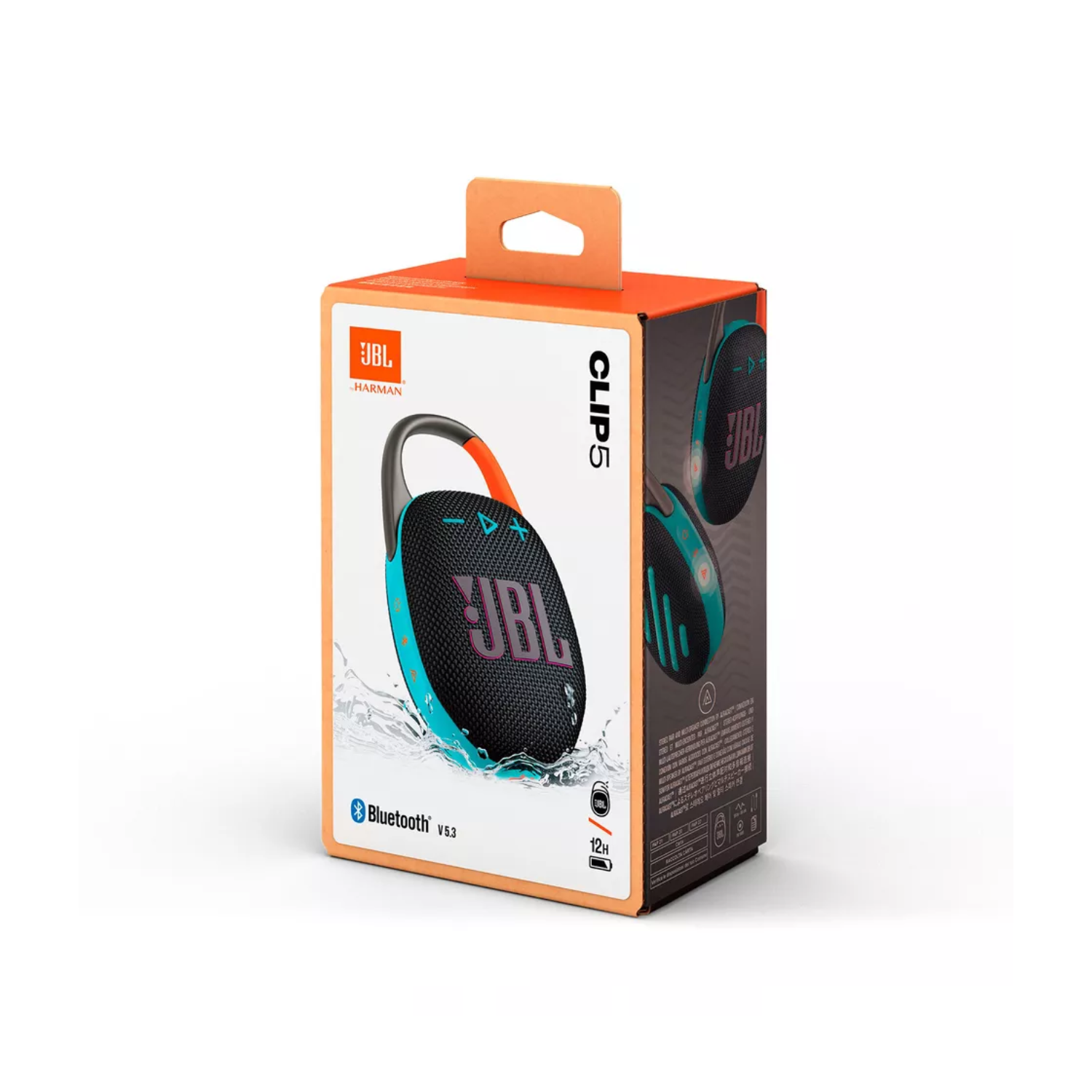 JBL Clip 5 Portable Bluetooth Speaker - Waterproof, Wireless, with Carabiner (Black & Orange) - Perfect for Outdoor Adventures, Beach, Hiking & Travel