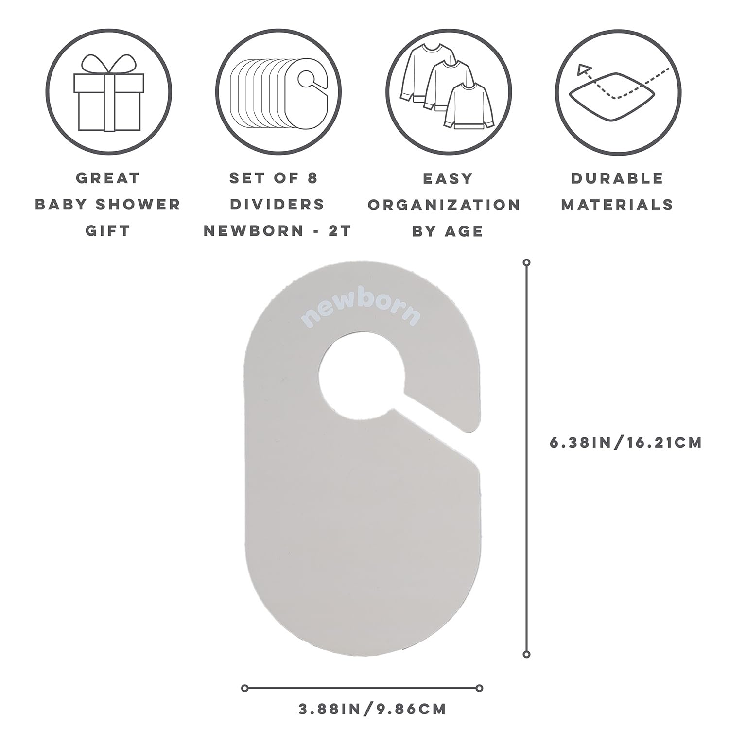 3 Sprouts Baby Closet Dividers Set of 8 - Double-Sided Size Labels Nursery Organizer for Newborn to 2T Baby Clothes - Gray & Beige - Perfect for Nursery Organization & Toddler Wardrobe Sorting