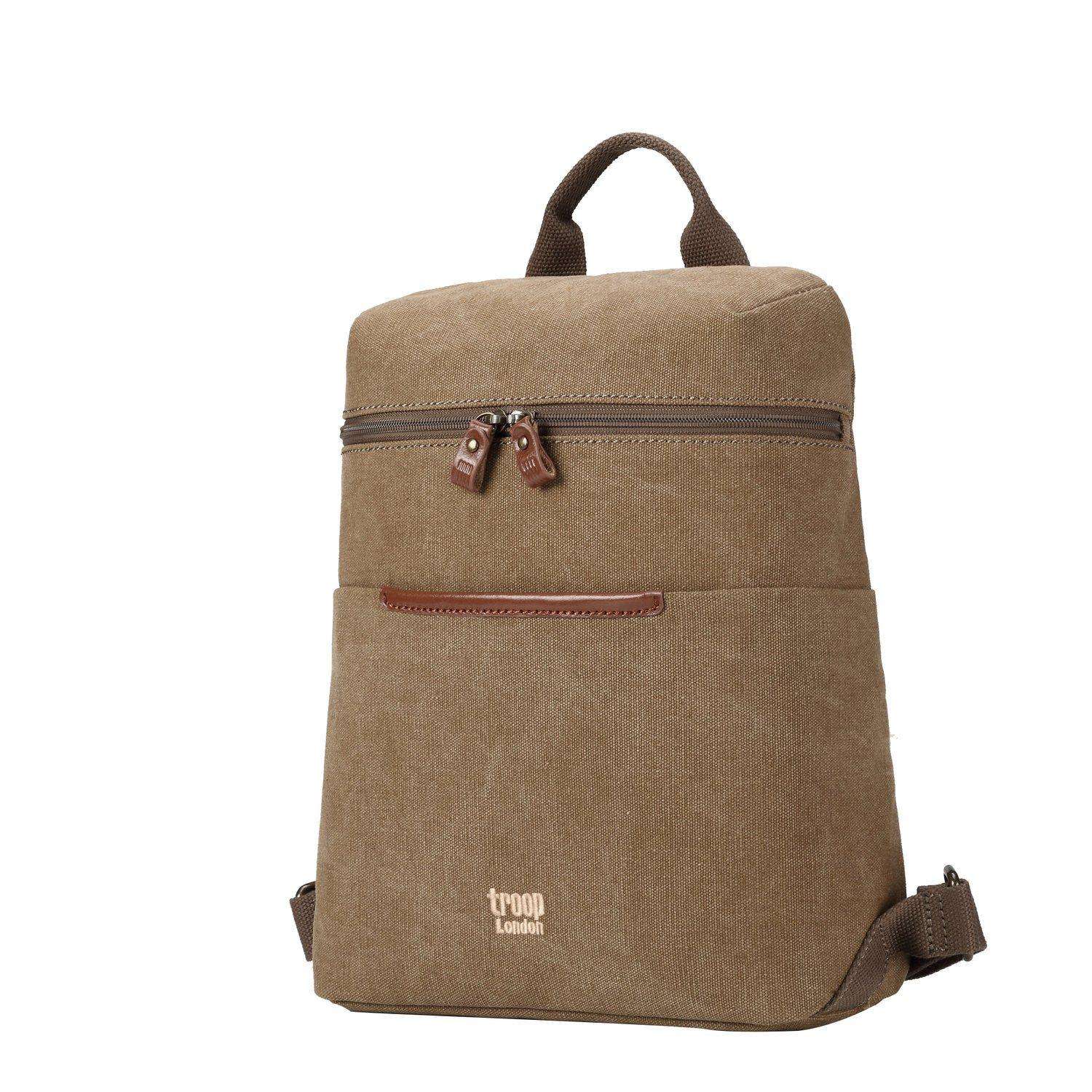 TRP0508 Troop London Classic Small Canvas Backpack - Stylish & Durable Daypack for School, Travel & Everyday Use
