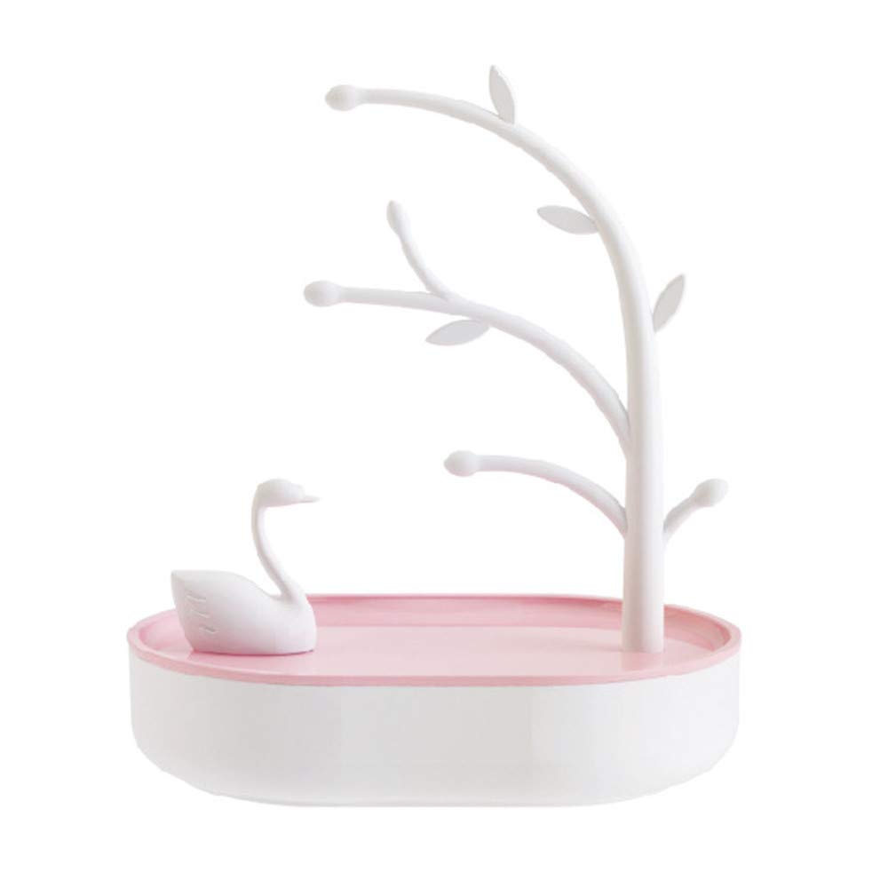 Elegant Swan Jewelry Organizer with Drawers - Pink Heart-Shaped Jewelry Box for Girls, Jewelry Storage & Display Case for Necklaces, Rings, Earrings - Perfect for Bedroom, Dresser & Vanity Decor (Pink, One Size)