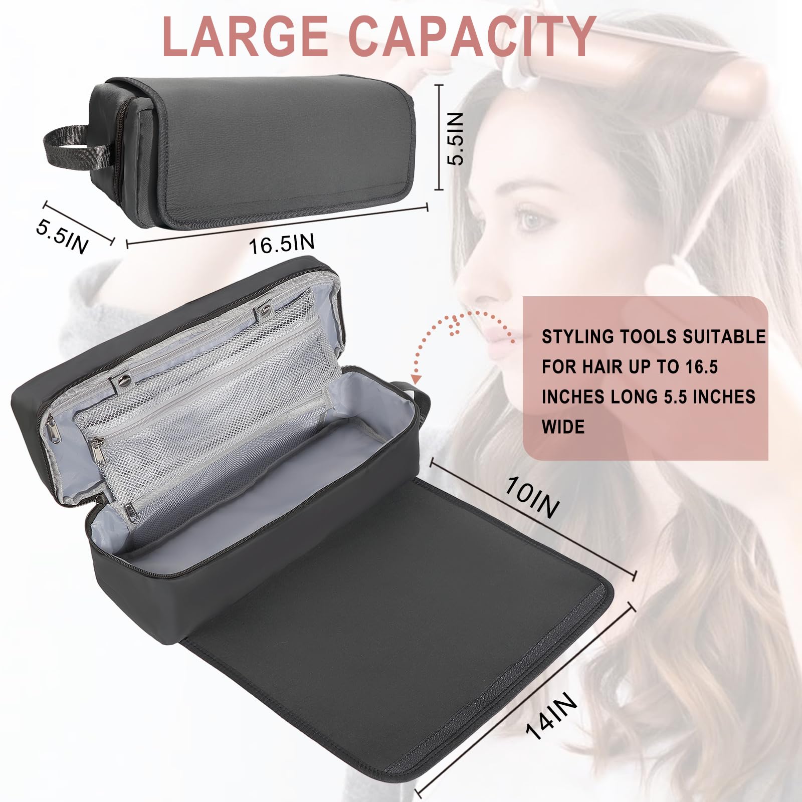Heat Resistant Hair Tools Travel Bag for Styling Essentials - Perfect for Women's Travel & Salon Visits
