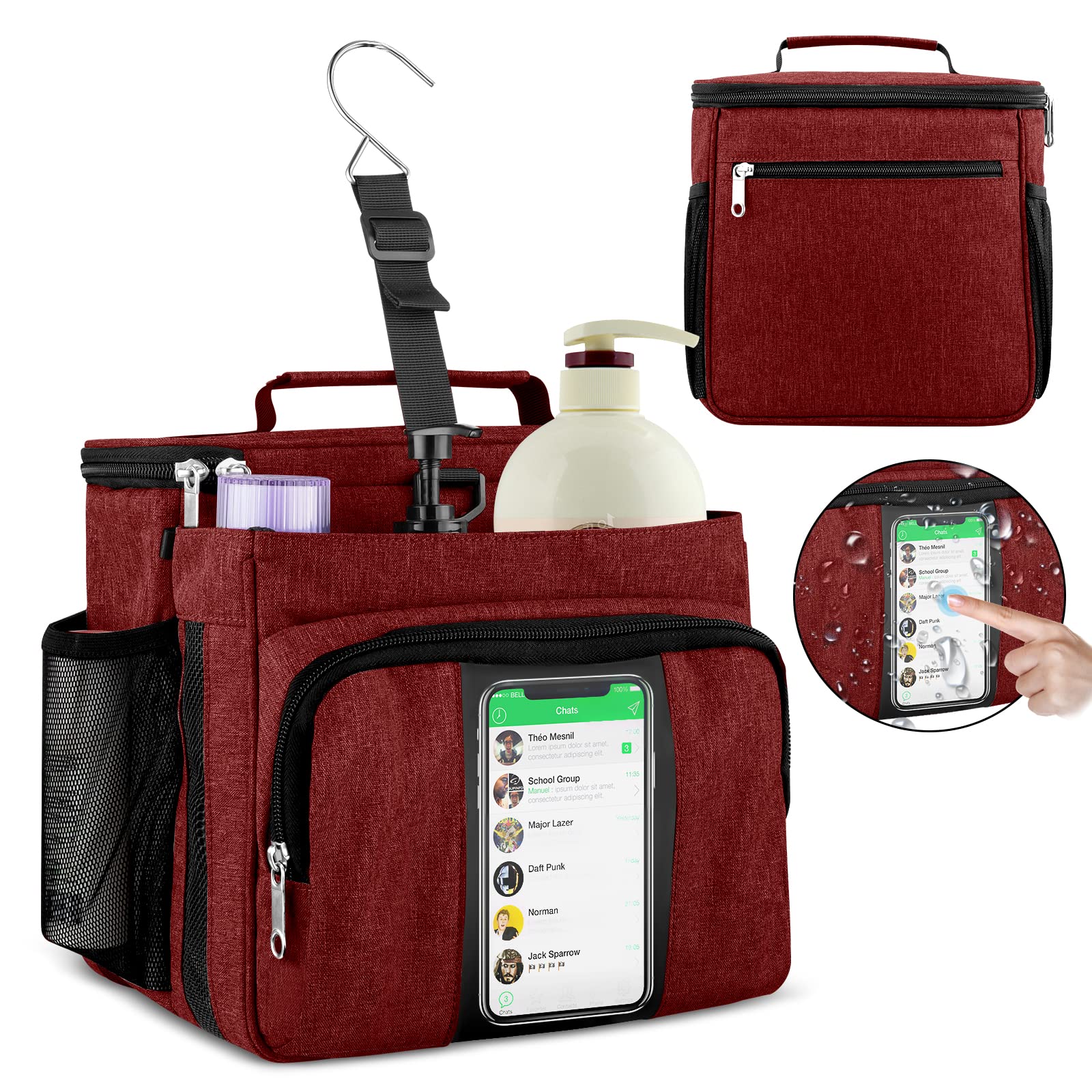 Bukere Portable Shower Caddy - Waterproof Hanging Toiletry Bag for Travel, College Dorm, Gym & Camp | Compact Shower Organizer with Multiple Pockets | Perfect for Students, Outdoor Adventures & Daily Use