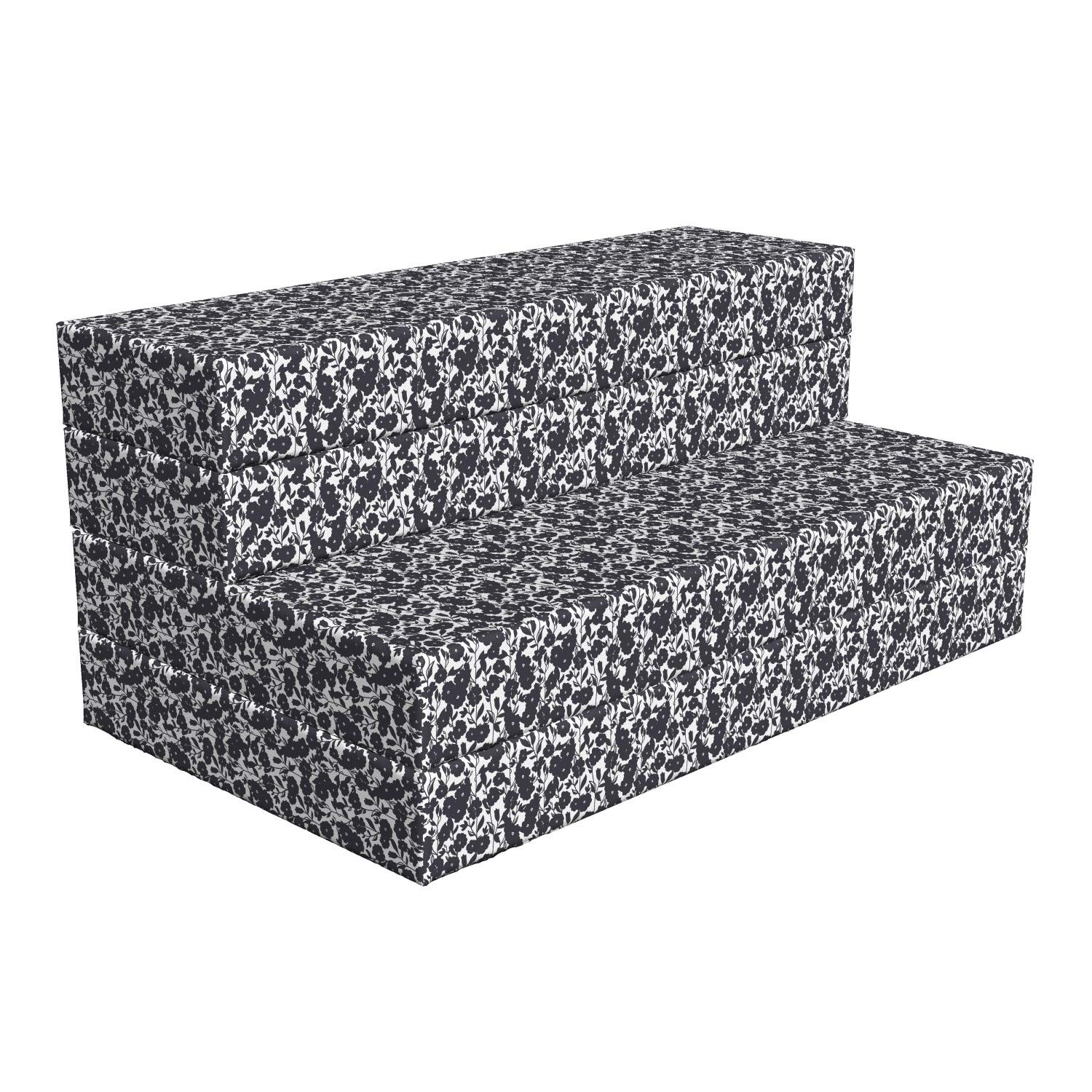 Ambesonne Black and White Foldable Mattress with Gardening Flowers Print, 78.7