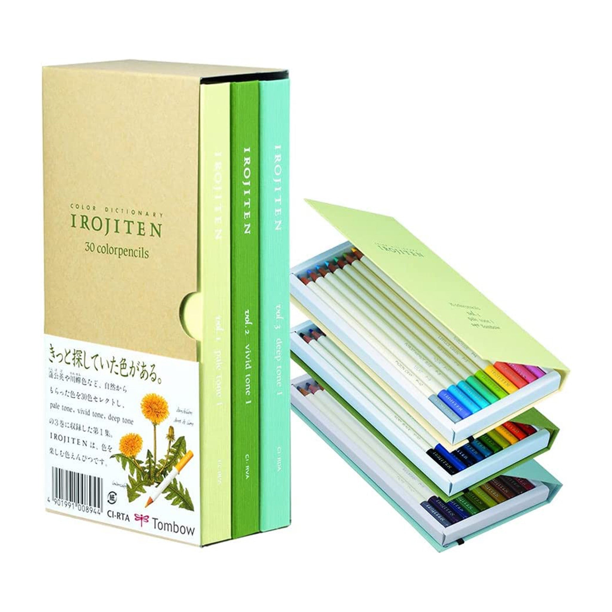 Tombow Irojiten Colored Pencil Set - 90 Premium Artist Pencils (Vol.1,2,3 Bundle) for Professional Drawing, Sketching & Adult Coloring Books - Vibrant Colors & Smooth Blending