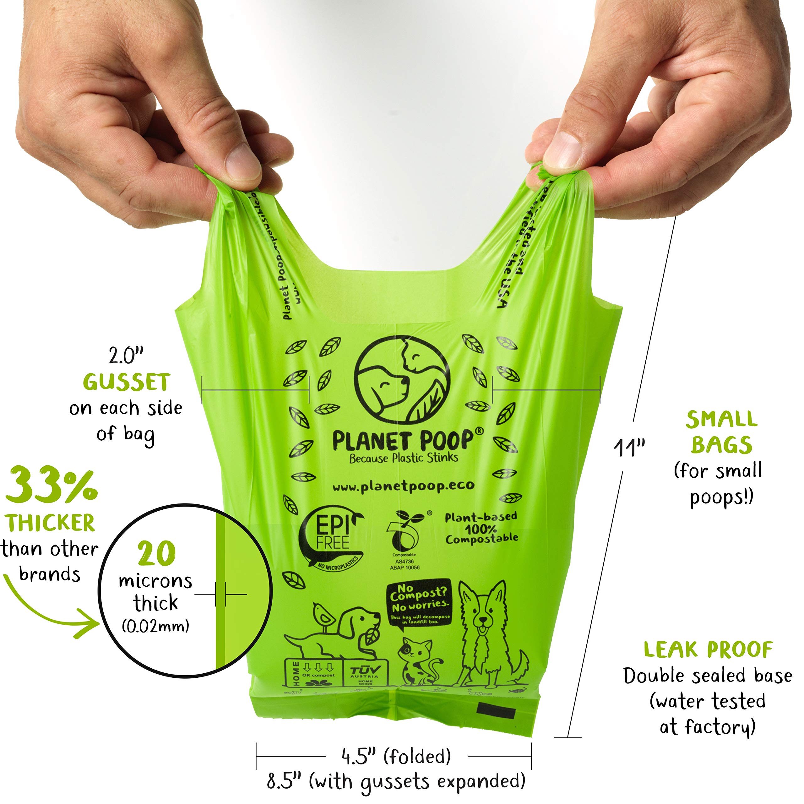 Eco-Friendly Compostable Dog Poop Bags - 200 Count Mini Size for Small Pets | Biodegradable, Unscented, Leakproof with Handles | Plant-Based Pet Waste Bags for Dogs & Cats | Perfect for Walks, Travel & Backyard Cleanup