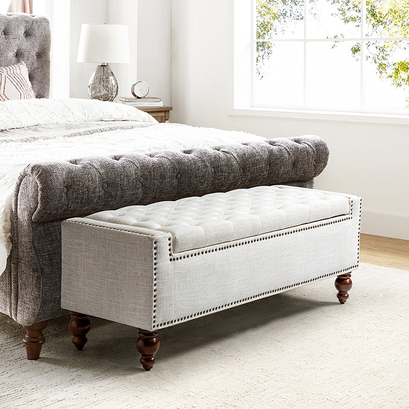Eugen Upholstered Flip Top Storage Bench - Stylish Ottoman with Hidden Storage for Bedroom, Living Room & Entryway - Perfect for Seating, Storage & Home Decor