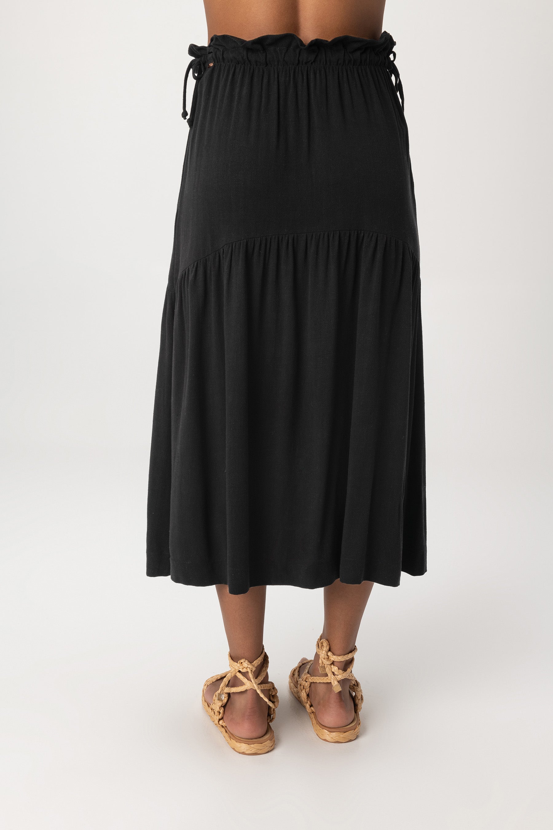 Elegant Sandy Tie Midi Skirt for Women - Flowy Summer Beach Skirt with Adjustable Waist - Perfect for Vacation, Date Night & Boho Outfits