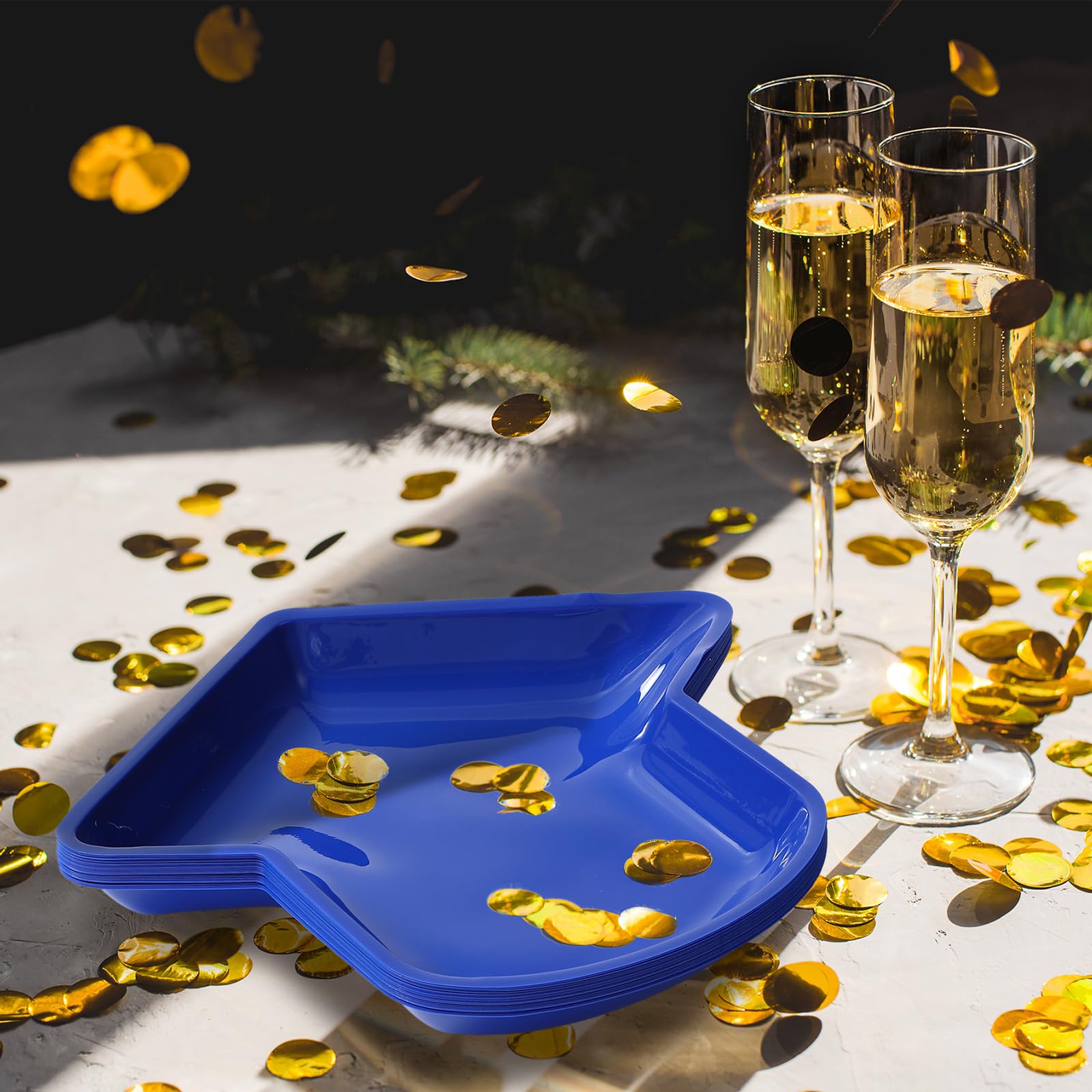 24-Pack Graduation Party Plates - Hat-Shaped Reusable Snack Trays for Cookies, Chips & Candy - 11.6 x 9.6 Inch Blue Graduation Decor - Perfect for Grad Parties, Dessert Buffets & School Celebrations