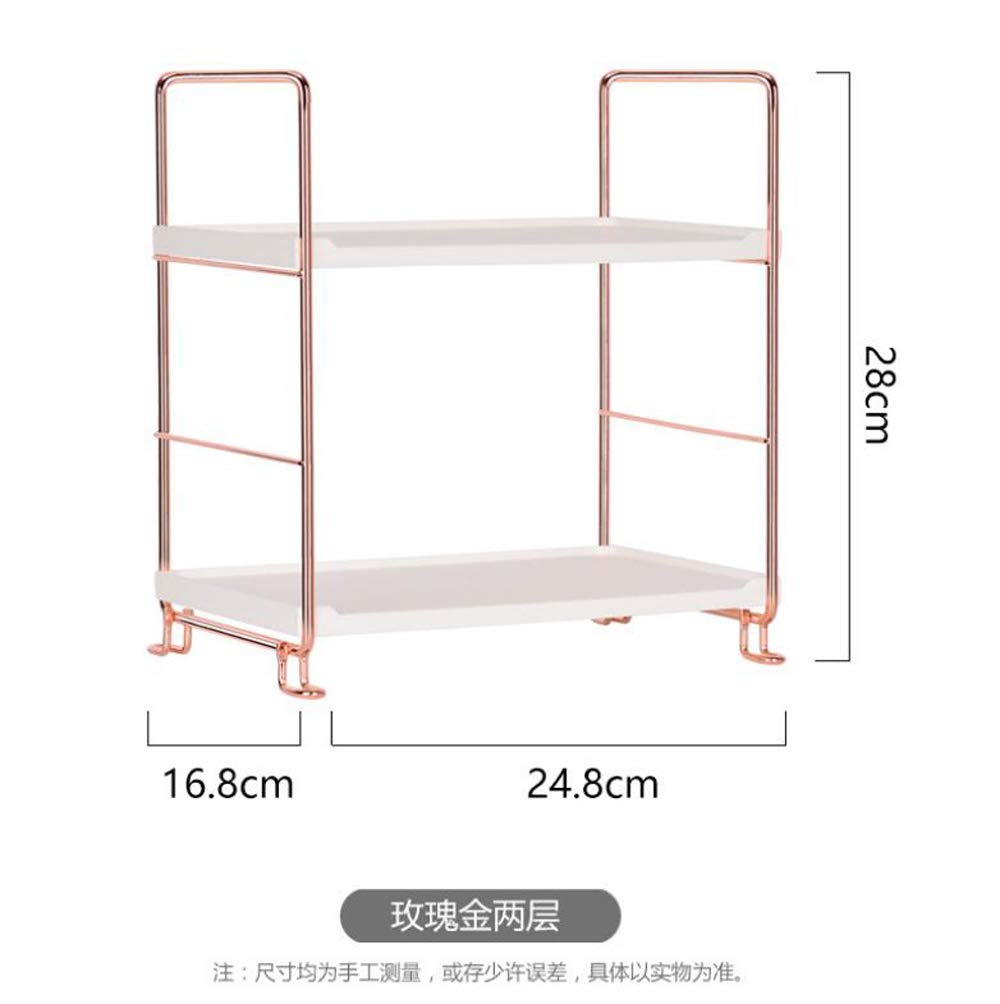 Premium Metal Standing Spice Rack - 2-Tier Rose Gold Countertop Organizer for Kitchen, Bathroom | Spice Jar Storage, Makeup & Jewelry Display | Space-Saving Shelf for Countertops, Vanities & Pantries
