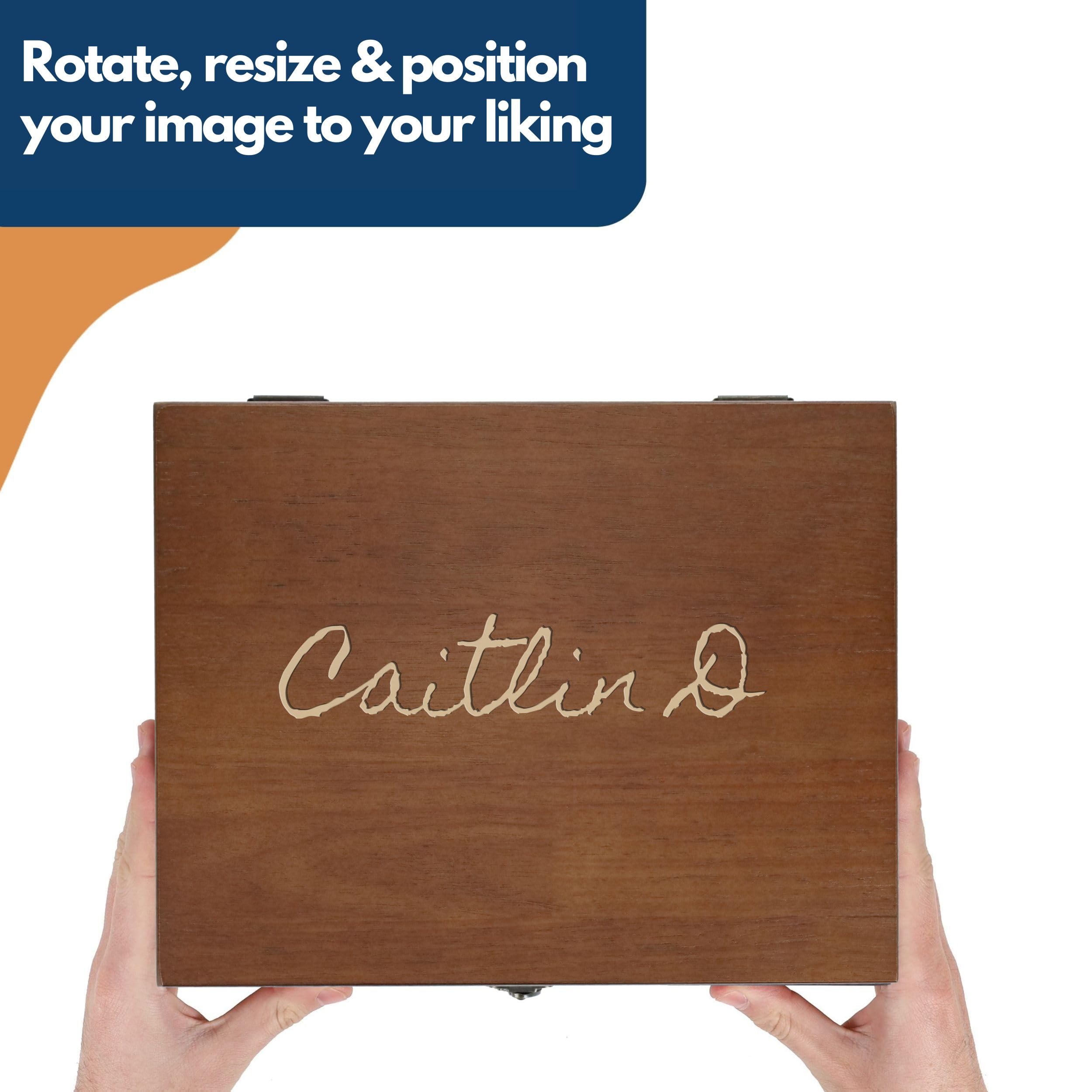 Custom Engraved Wooden Treasure Box with Brass Latch - Walnut Finish for Jewelry Storage