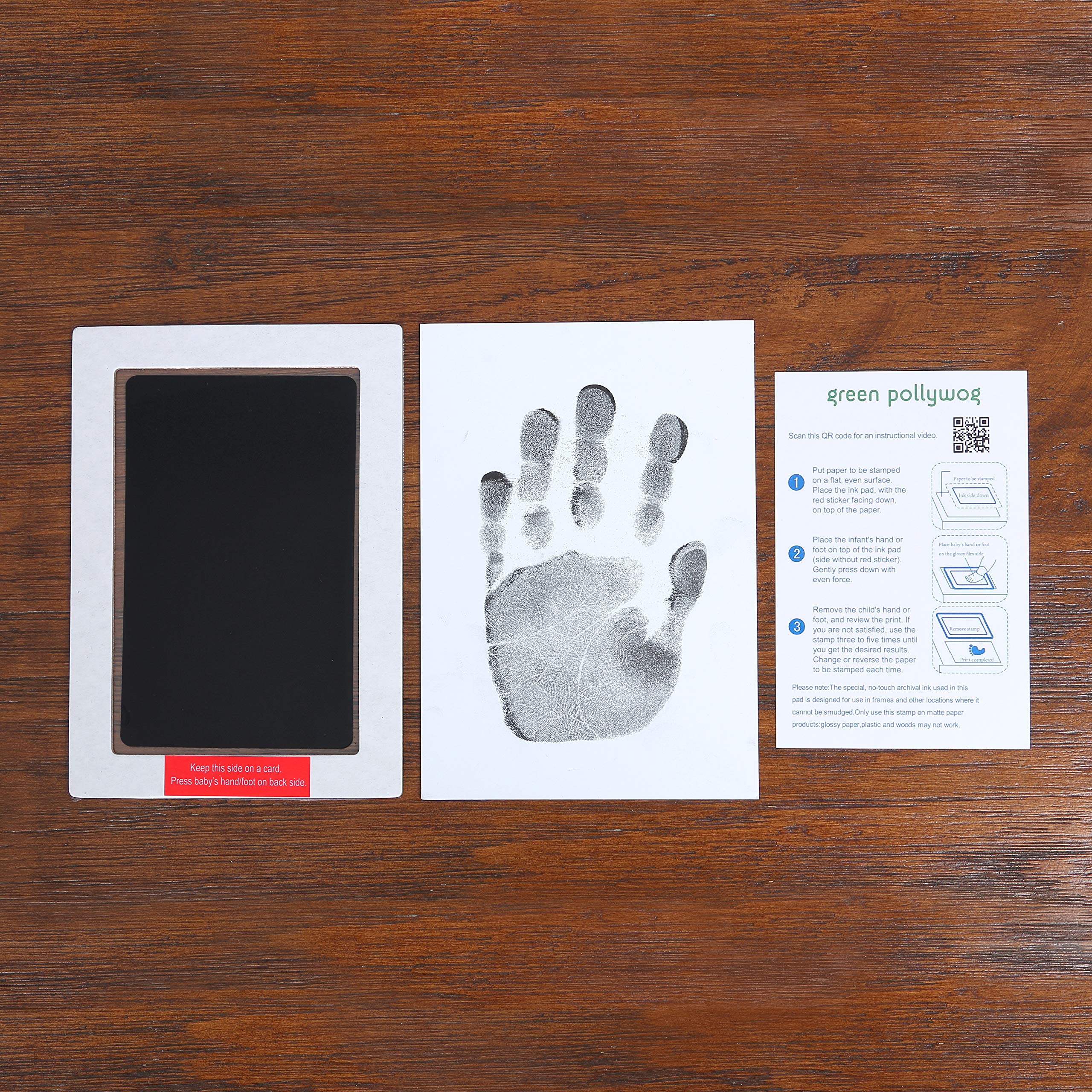 Eco-Friendly Green Pollywog Clean Touch Inkless Pad | Non-Toxic, Extra-Large Baby Handprint & Footprint Kit | Safe Inkless Print for Newborns & Pets | Perfect for Baby Memory Books, Nursery Decor & Dog Paw Print Keepsakes