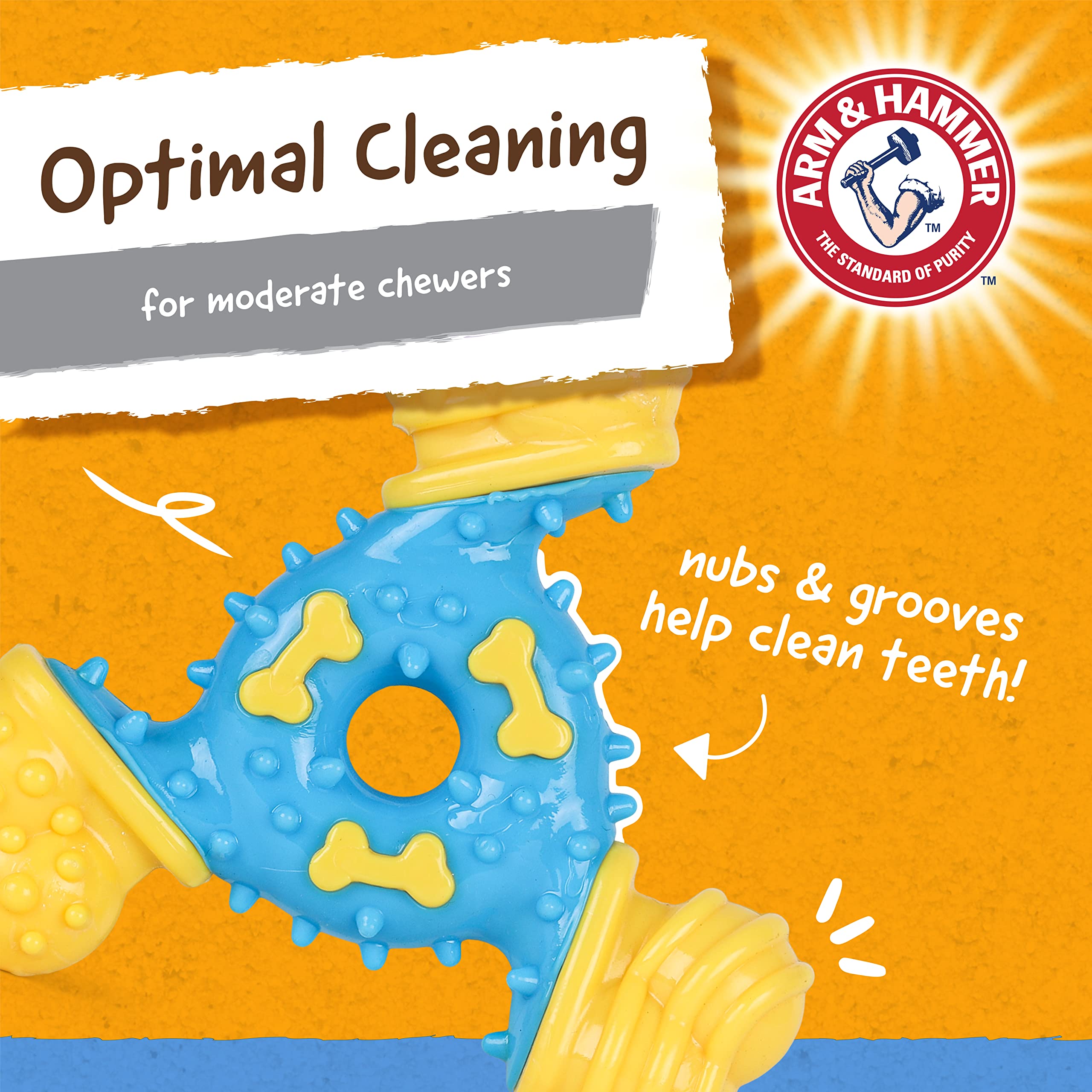 Arm & Hammer for Pets Nubbies TriBone Dental Chew Toy for Dogs - Peanut Butter Flavor with Baking Soda | Helps Reduce Plaque & Tartar, Best for Moderate Chewers (Pack of 24) | Great for Teeth Cleaning, Playtime & Long-Lasting Chewing Fun