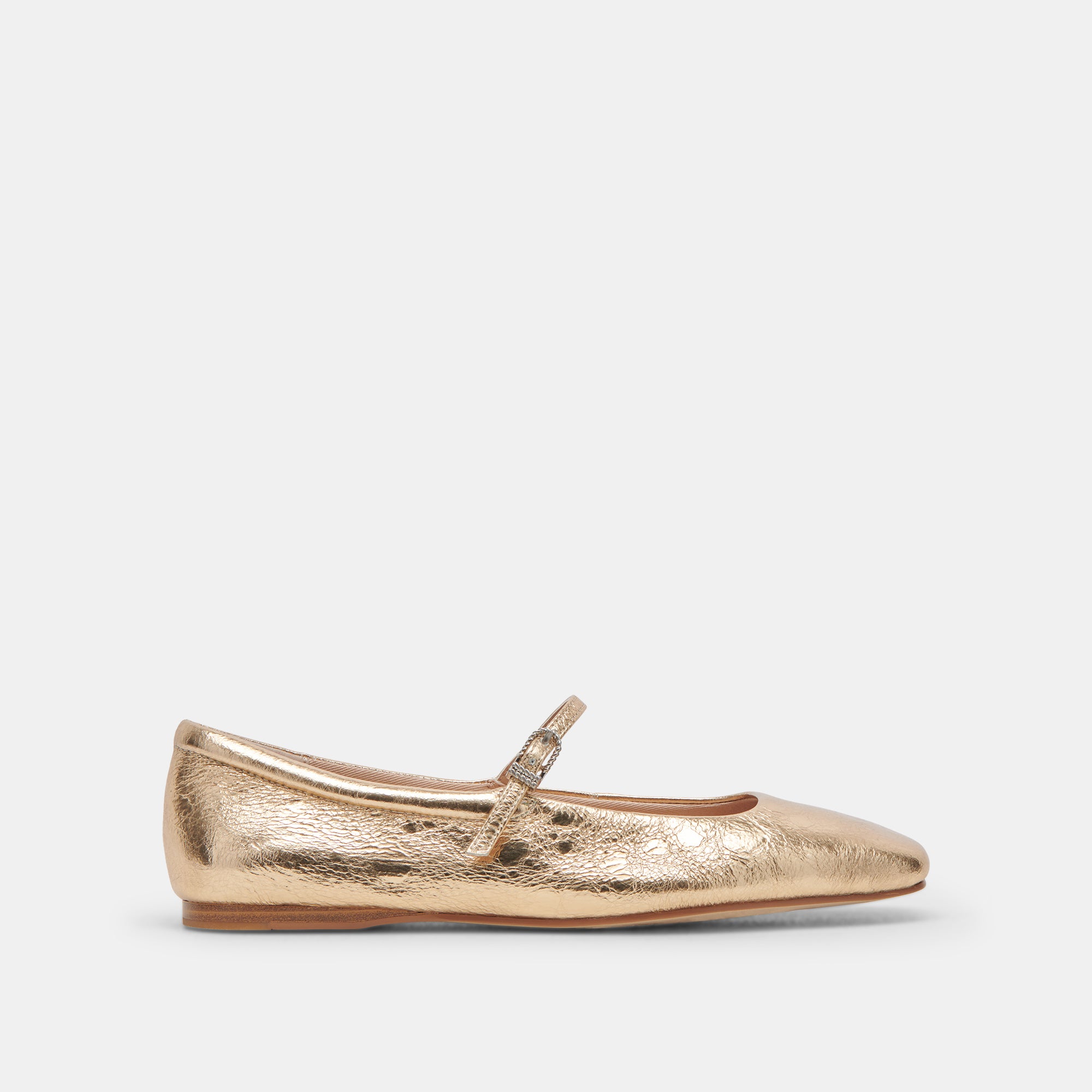 Reyes Gold Distressed Leather Ballet Flats - Women's Comfortable Slip-On Shoes for Work, Office & Casual Wear