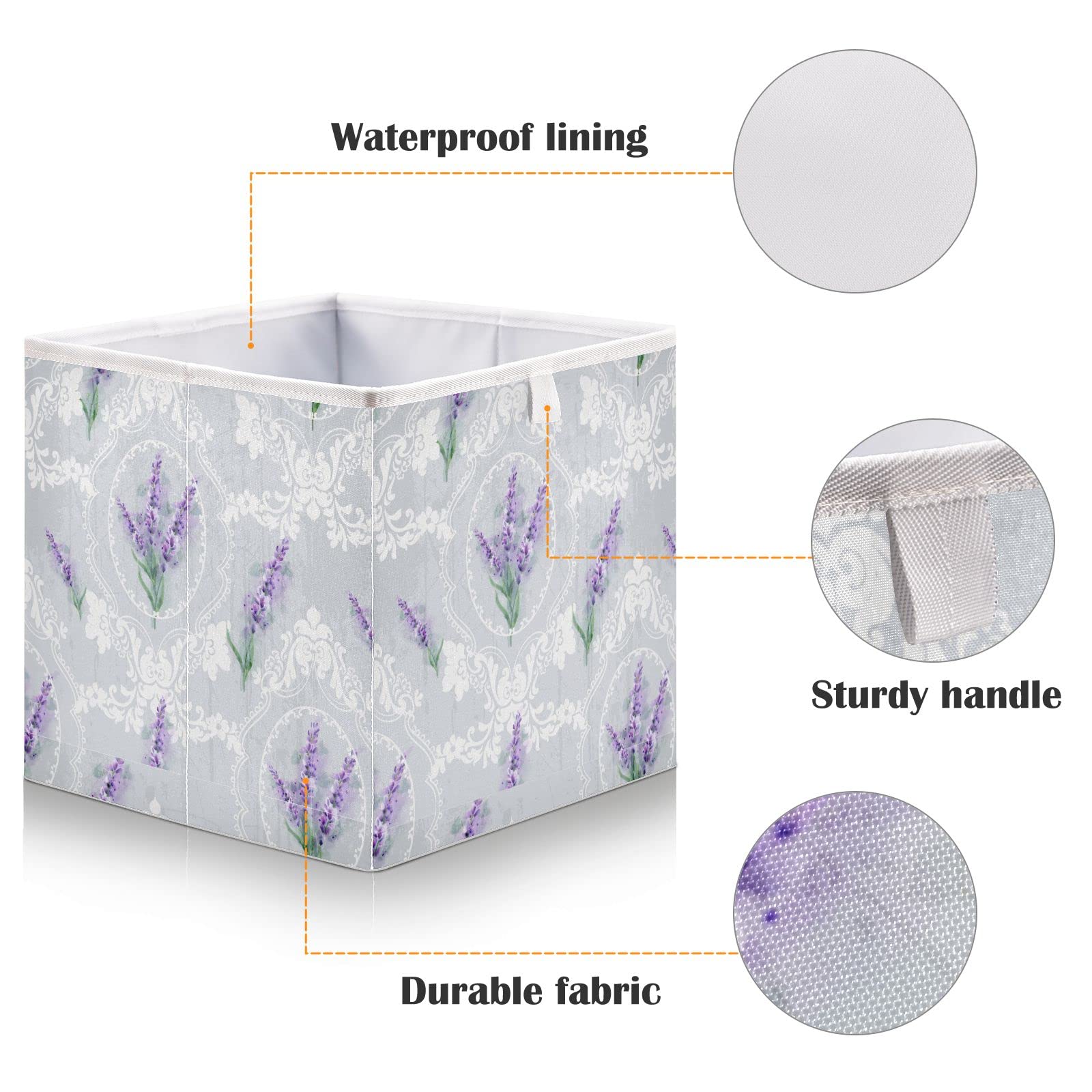 DOMIKING 11 Inch Lavender Scented Fabric Storage Bins - Foldable Closet Organizer with Sturdy Handles for Bedroom, Shelves & Linen Closet | Perfect for Home Organization, Nursery Storage & Laundry Room Essentials