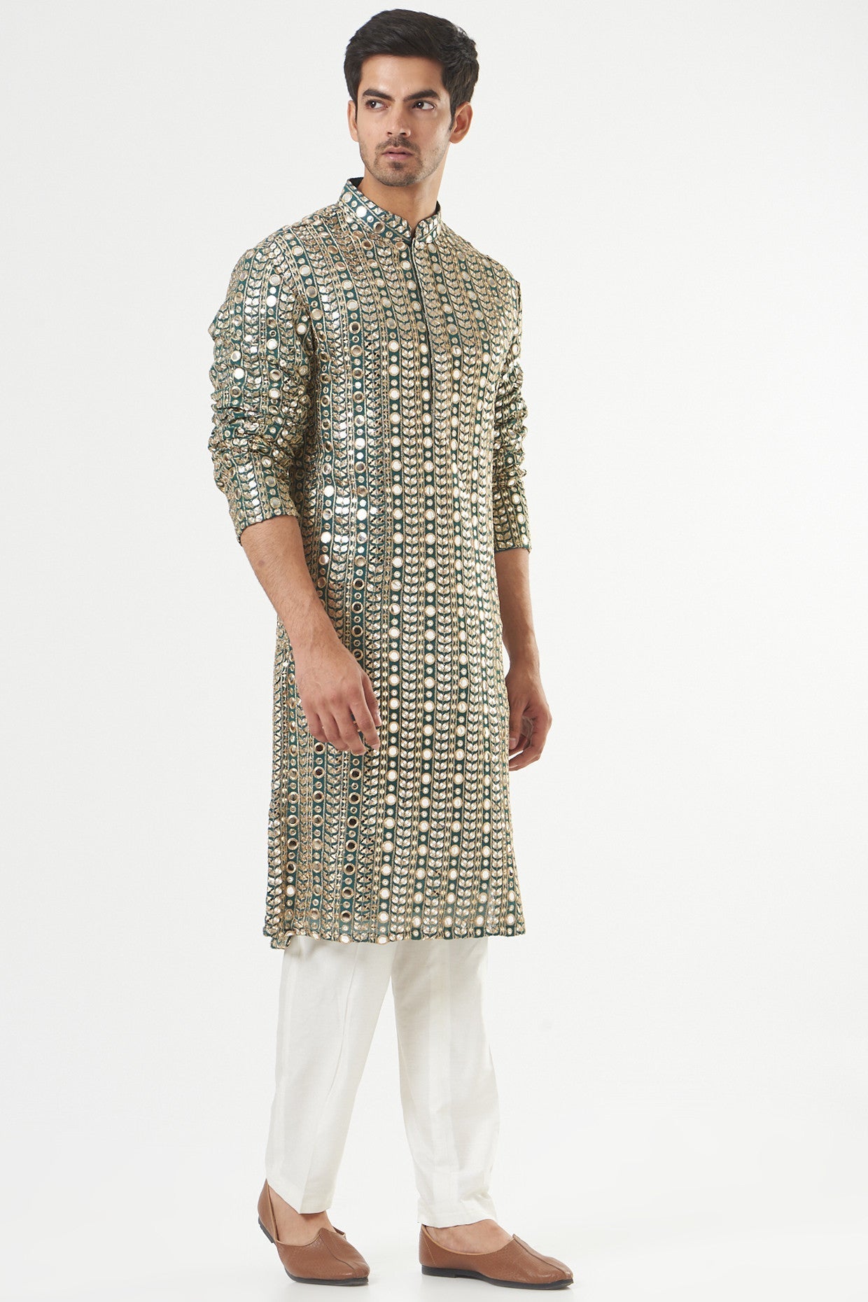 Mehndi Green Embroidered Kurta for Women - Traditional Indian Cotton Tunic Top with Handcrafted Designs - Perfect for Festivals, Weddings & Cultural Events