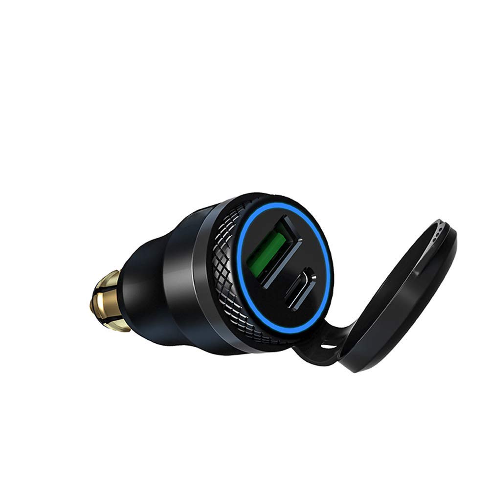 iMESTOU 30W Fast Charger USB C Car Charger - QC 3.0 Waterproof Aluminum DIN Plug Adapter (12V-24V) for BMW Ducati Triumph Motorcycles - Perfect for Road Trips & Motorcycle Travel Accessories