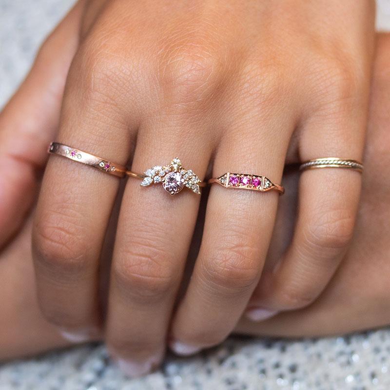 Ruby Star Eternity Band Ring - 14K Gold or Sterling Silver Women's Wedding Band with Genuine Gemstones | Perfect for Anniversary Gifts, Engagement Rings & Special Occasions
