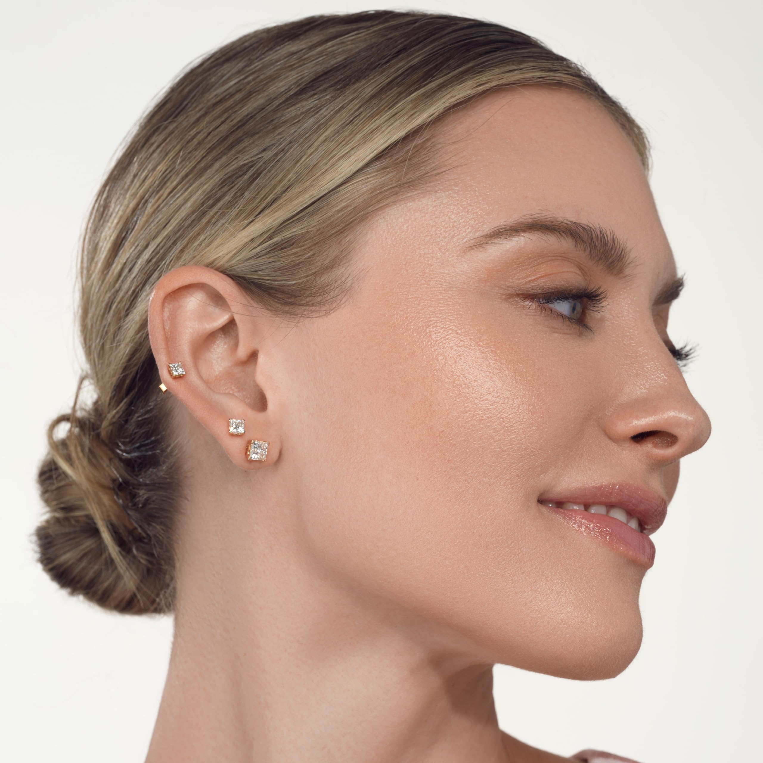 IGI Certified 1/2 to 4 Carat Lab Grown Diamond Stud Earrings for Women - Princess Cut White, Blue or Pink Diamonds in 14k White Gold (G-H, VS1-VS2, cttw) - Perfect for Weddings, Anniversaries & Special Occasions
