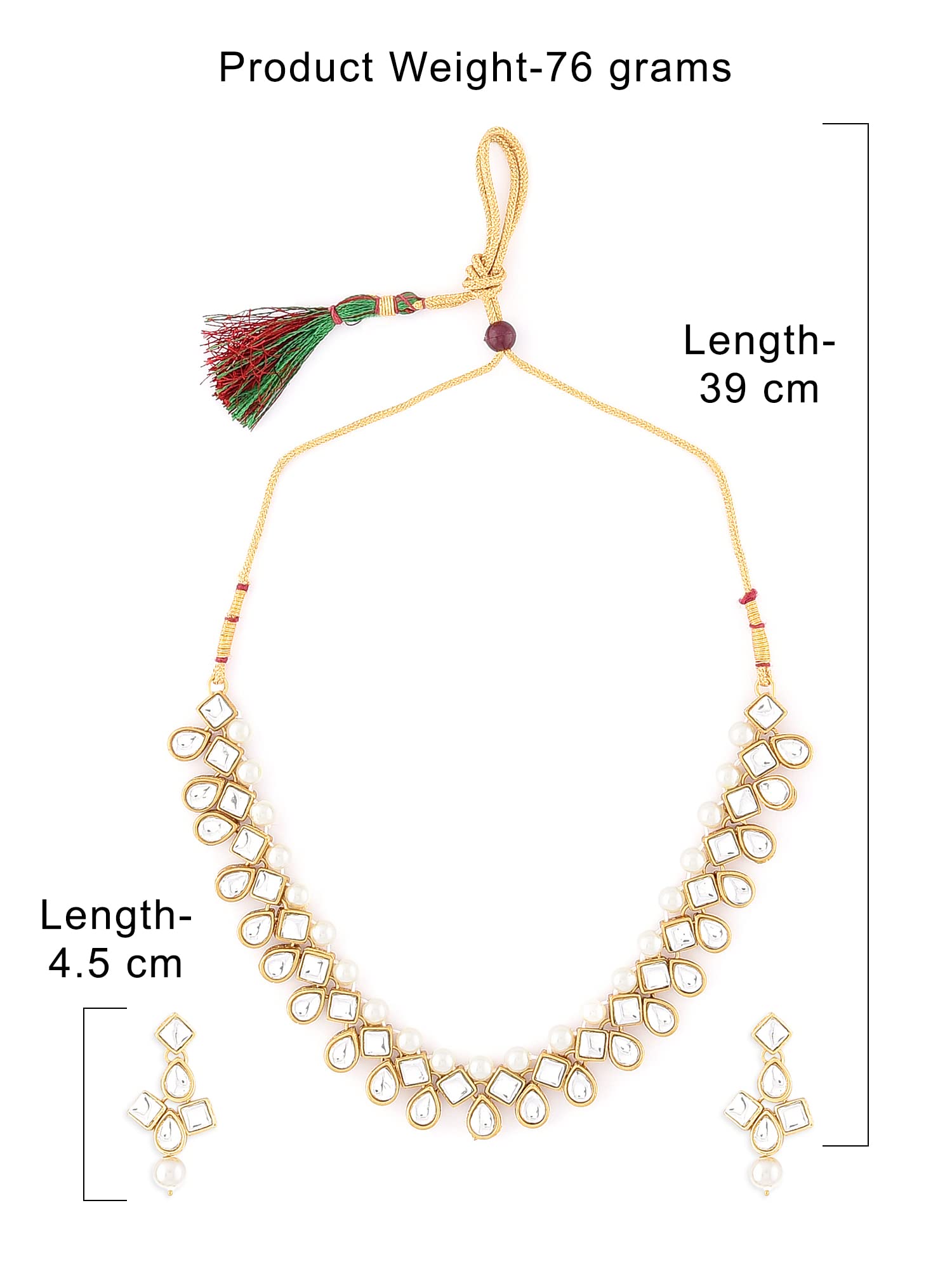 ZAVERI PEARLS Gold Tone Traditional Kundan & Pearls Necklace Set For Women - ZPFK8675 | Elegant Indian Jewelry for Weddings, Parties & Special Occasions