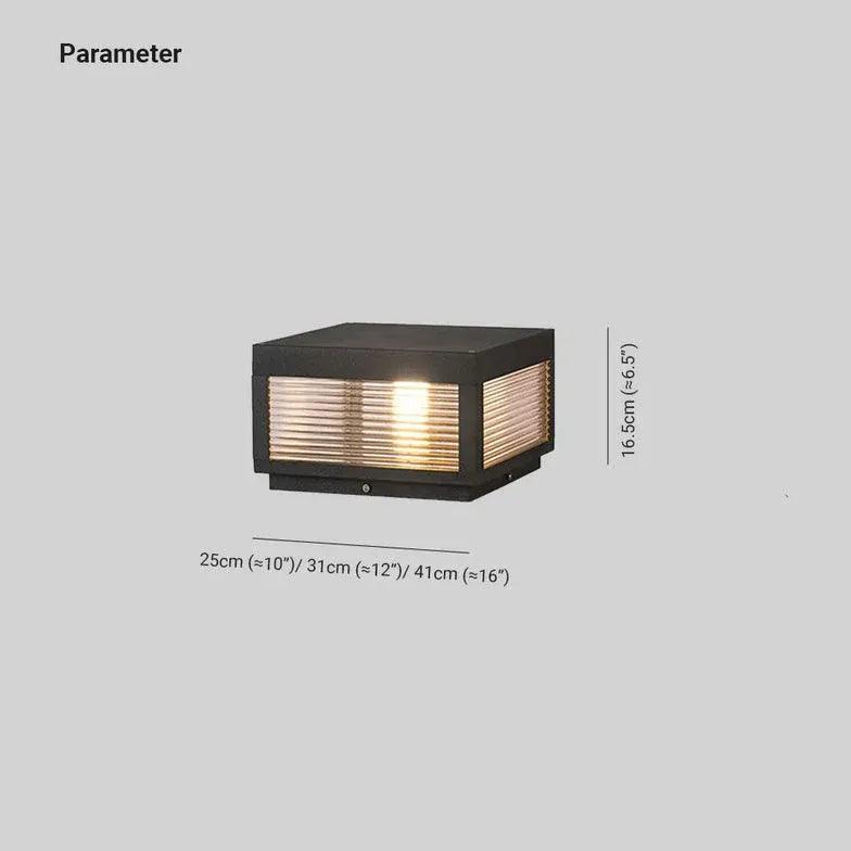 Modern Striped Glass Square Outdoor Pillar Lights - Waterproof LED Landscape Lighting for Garden, Pathway, Patio & Driveway Decor