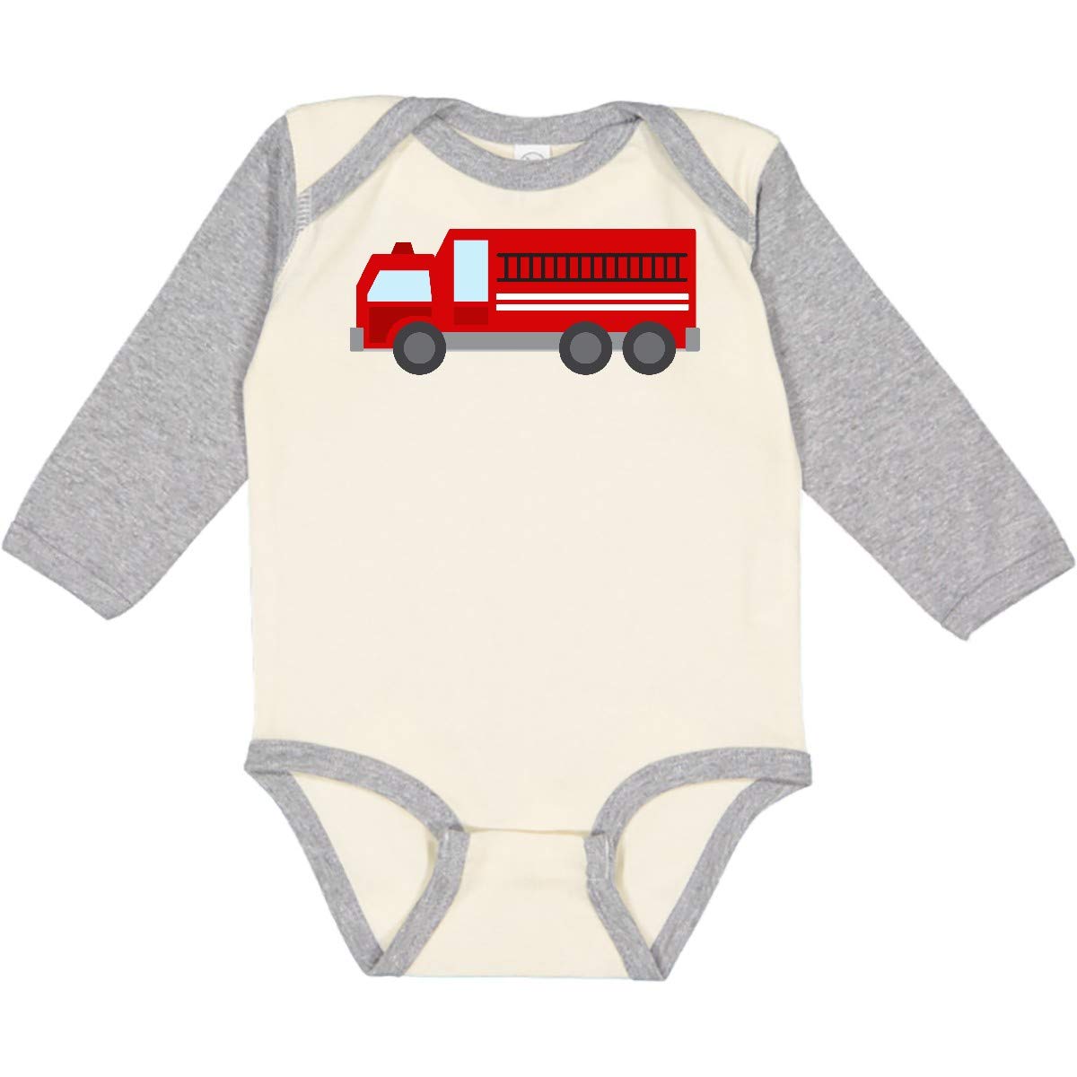 Inktastic Fire Truck (Red) Long Sleeve Baby Bodysuit - Soft & Comfortable Infant Romper for Boys & Girls - Perfect for Playtime, Daycare & Family Photos