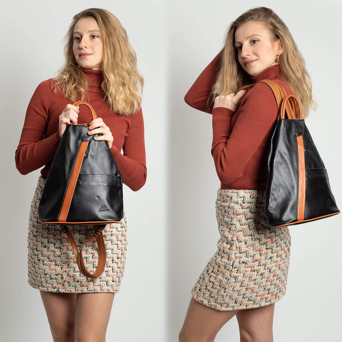 Italian Genuine Leather Women's Top Handle Backpack - Convertible Shoulder Bag & Purse for Work, Travel & Daily Use