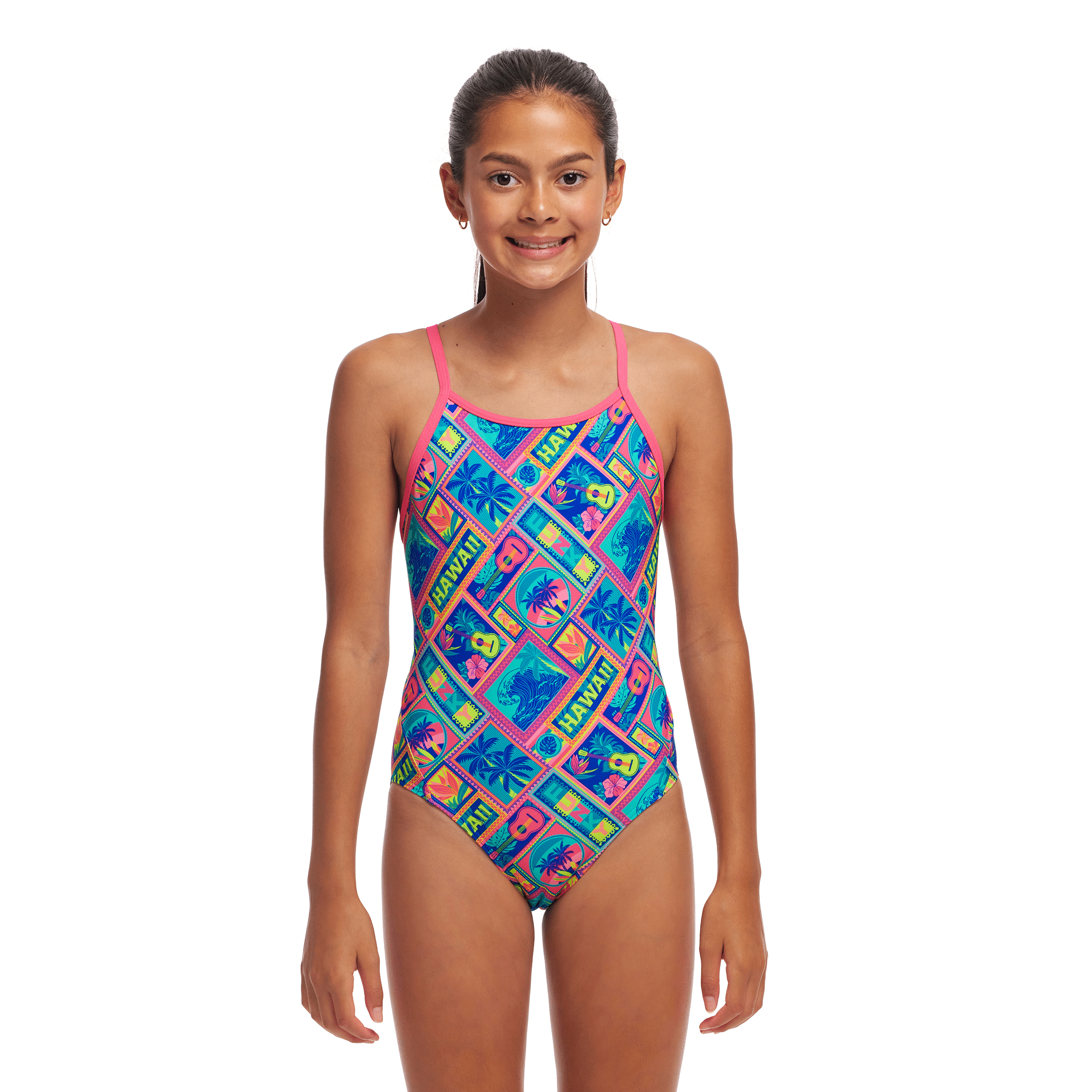 Funkita Coco Canel Diamond Back Girls Swimsuit - Stylish One-Piece Bathing Suit for Kids, Perfect for Pool, Beach & Summer Water Activities