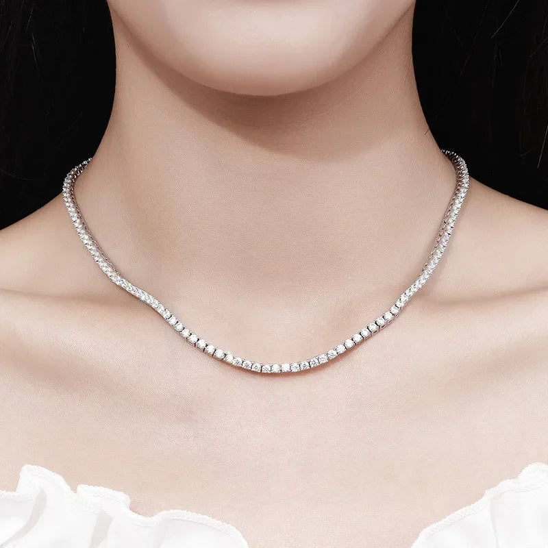 Luxury Moissanite Tennis Necklace - S925 Sterling Silver, GRA Certified, Unisex Hip Hop Chain, Fine Jewelry Gift for Women & Men - Perfect for Weddings, Anniversaries & Special Occasions