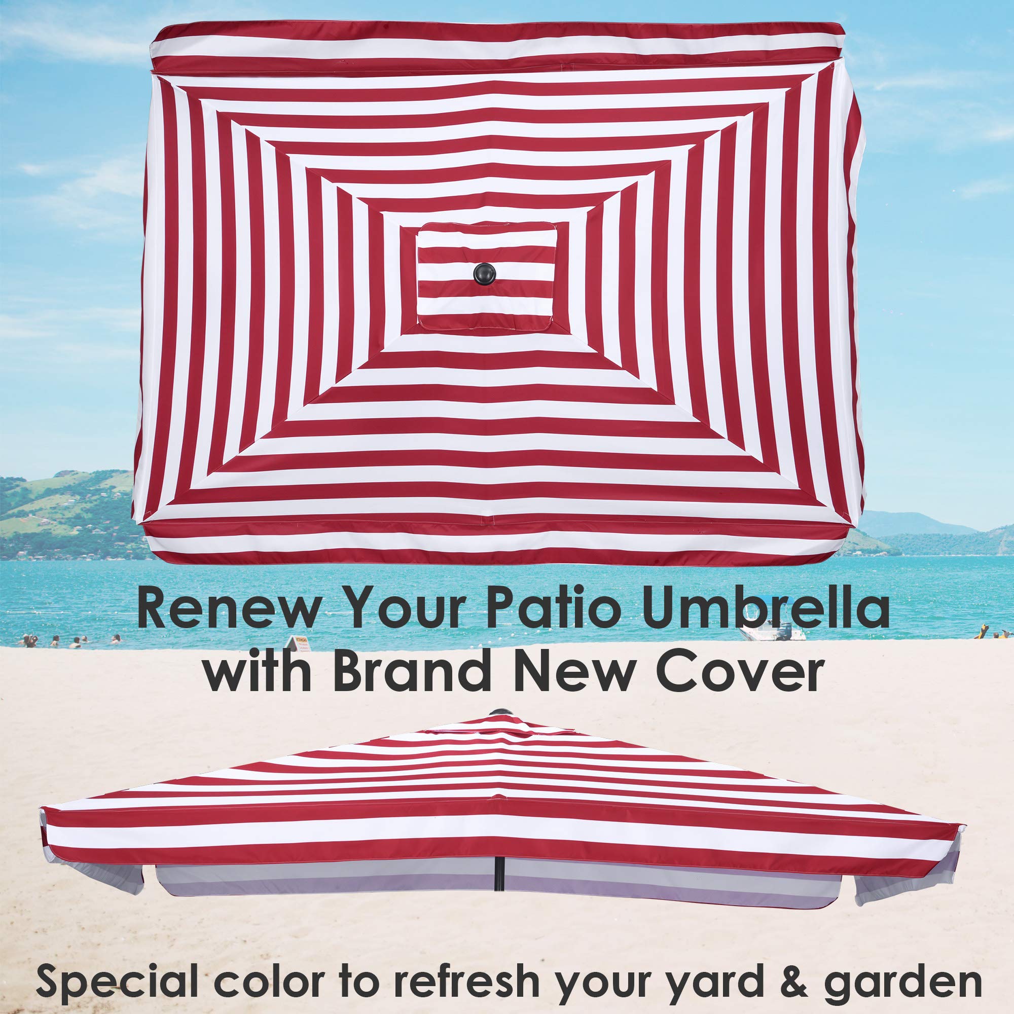 Yescom 10x6.5 Ft Replacement Canopy for Patio Umbrella - Durable Sun Shade Cover for Outdoor Market Tables, Perfect for Backyard, Poolside, and Beach Use