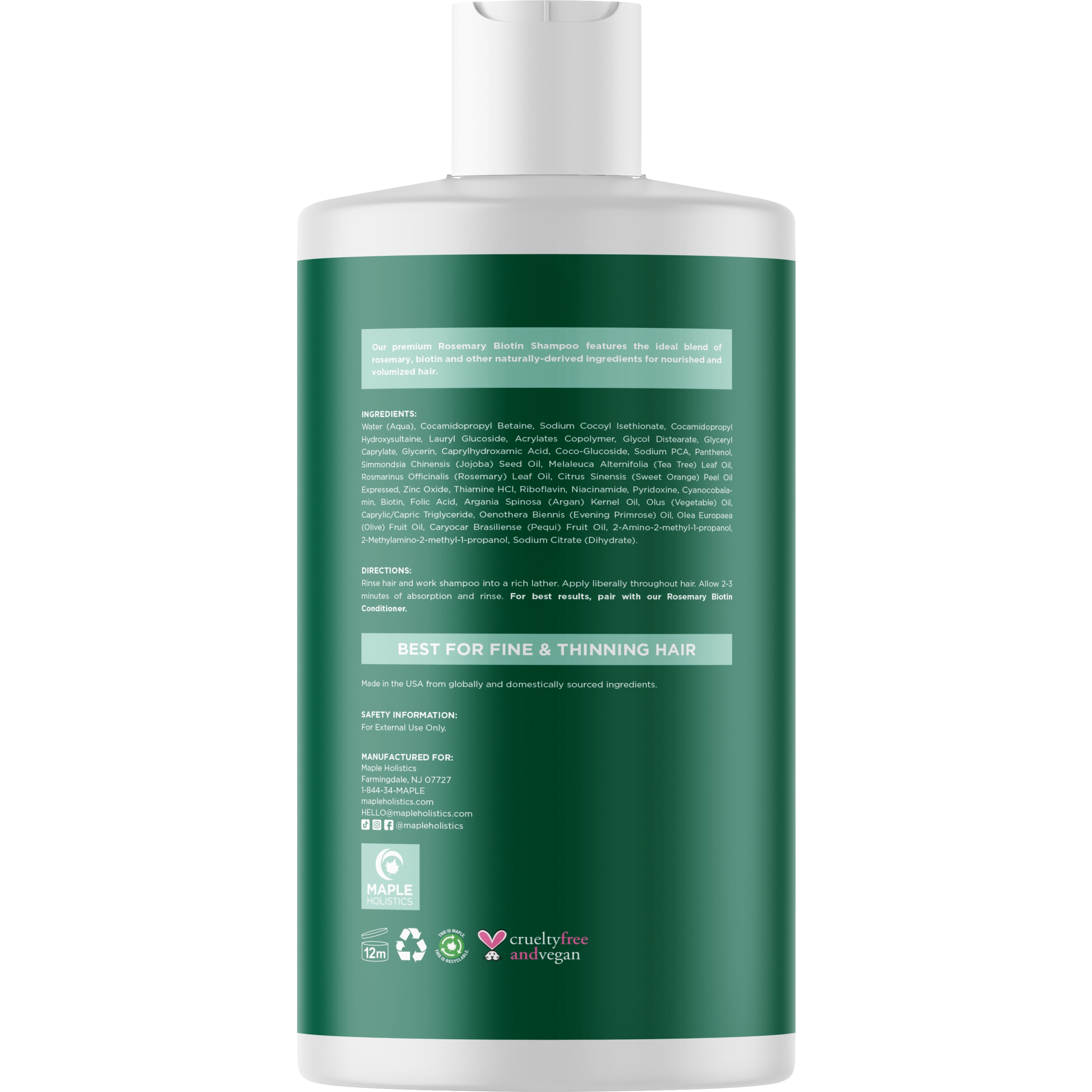Rosemary Biotin Shampoo for Hair Growth & Thickness - Natural Volumizing Shampoo with Biotin & Rosemary Oil for Stronger, Healthier Hair - Perfect for Daily Hair Care Routine