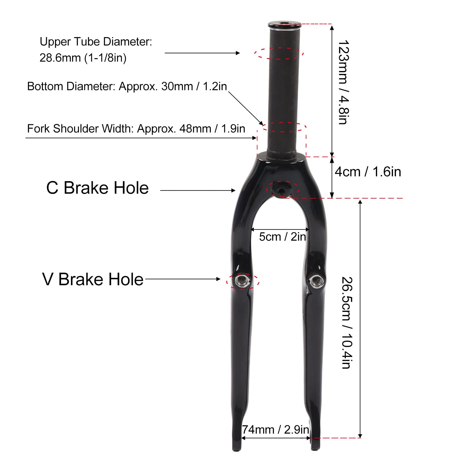 20in Carbon Fiber Front Fork Replacement for Folding Bikes - Compatible with V Brake & C Brake Systems - Lightweight & Durable Upgrade for Commuting & Urban Cycling