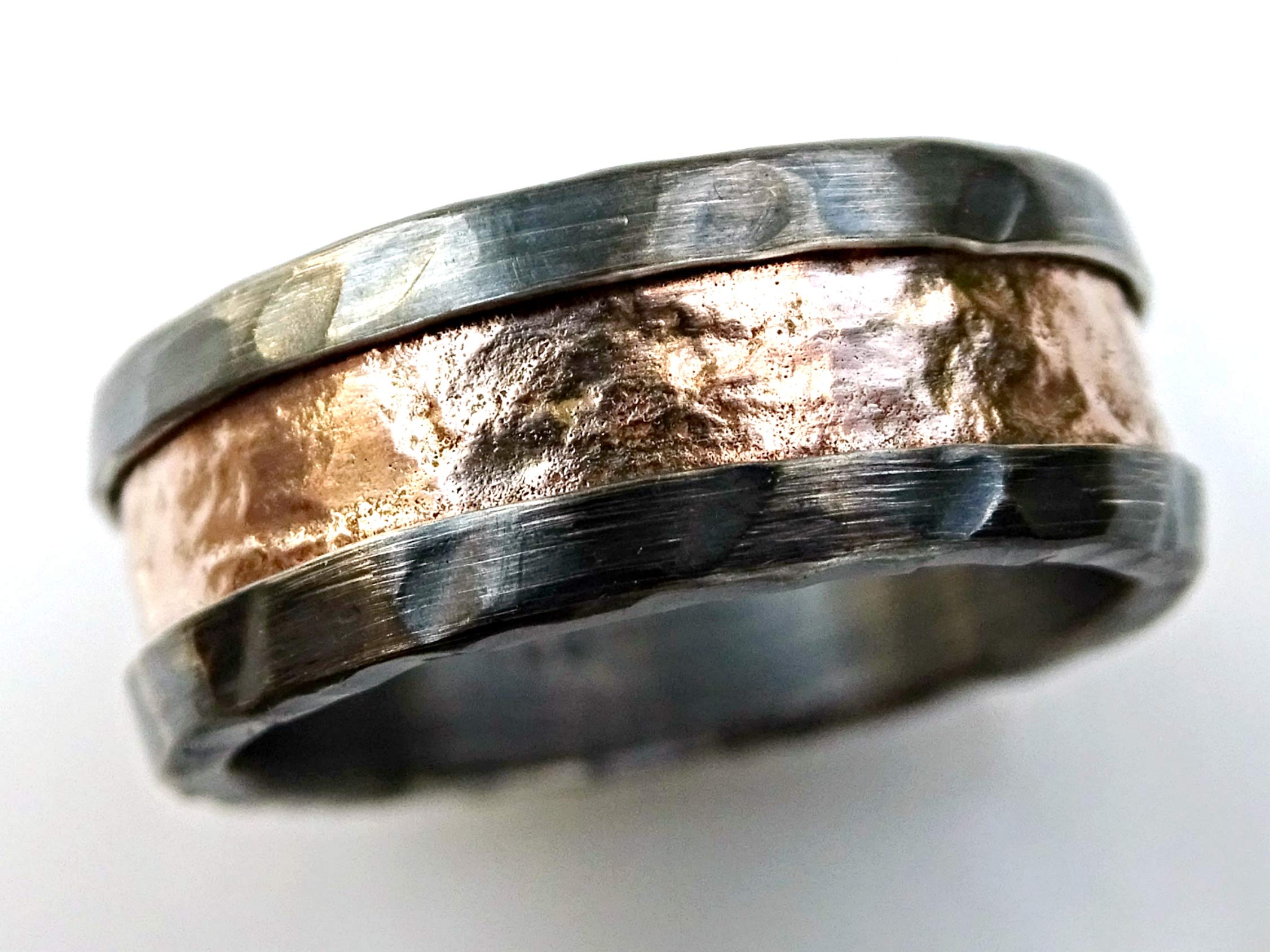 Viking Wedding Ring Rose Gold - Molten Gold Silver Band for Men, Unique Viking Engagement Ring, Perfect for Weddings, Anniversaries, and Special Occasions