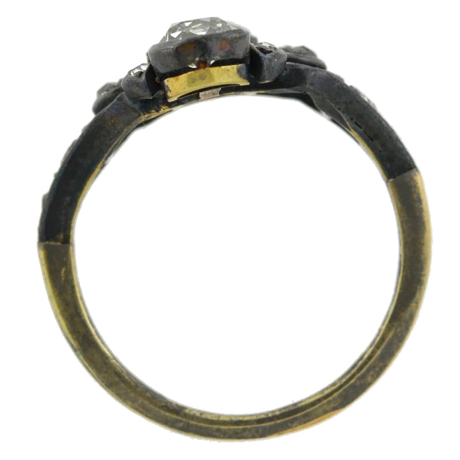 Victorian Style 15K Gold & Sterling Silver 3-Stone Diamond Ring - 1.60 Carat Total Weight (ctw) - Elegant Engagement, Anniversary or Gift Jewelry for Women