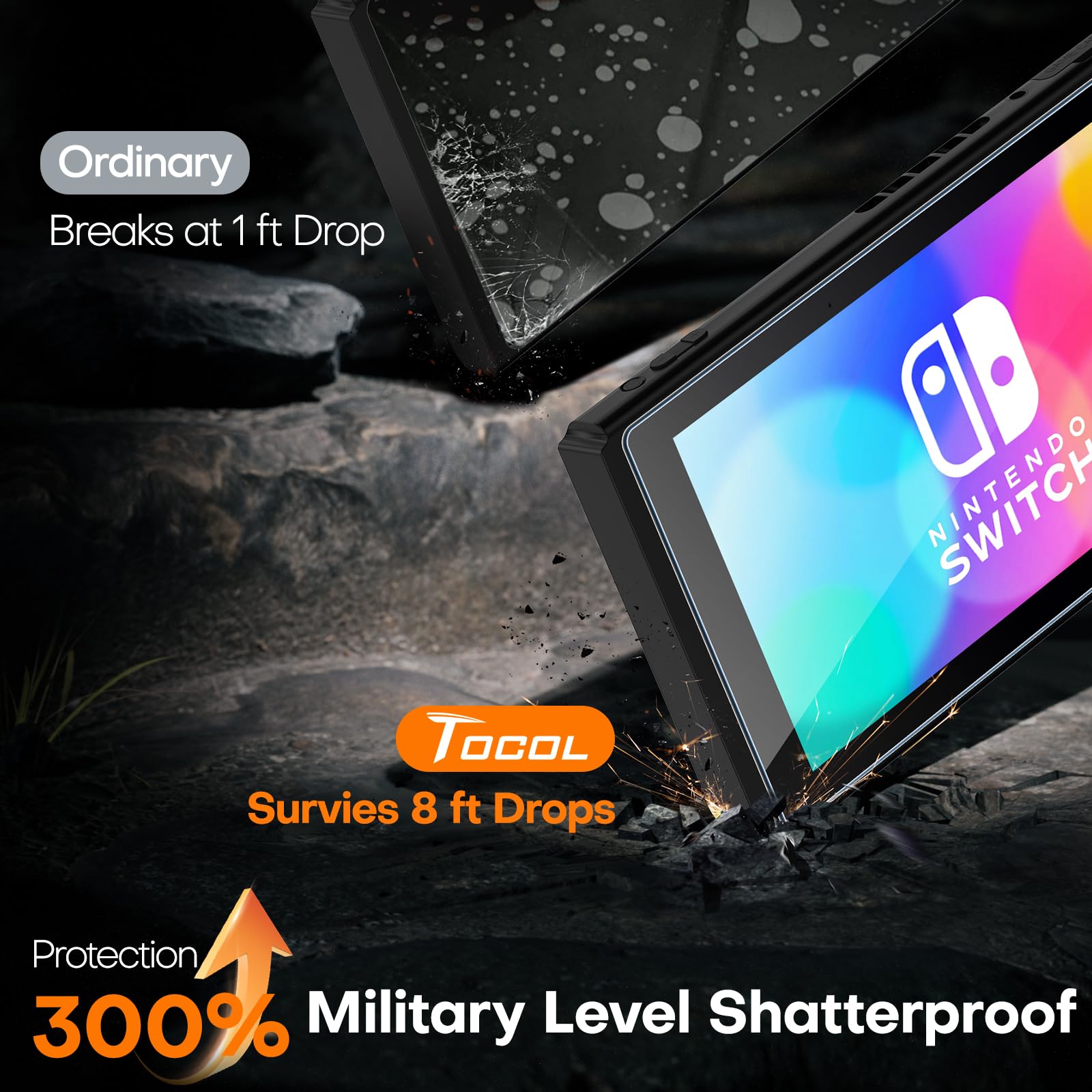 Premium TOCOL Tempered Glass Screen Protector for Nintendo Switch OLED 2021 Model - 7 Inch 9H Hardness Anti-Scratch, Anti-Fingerprint, HD Clear Protection - Perfect for Gaming, Travel, and Daily Use