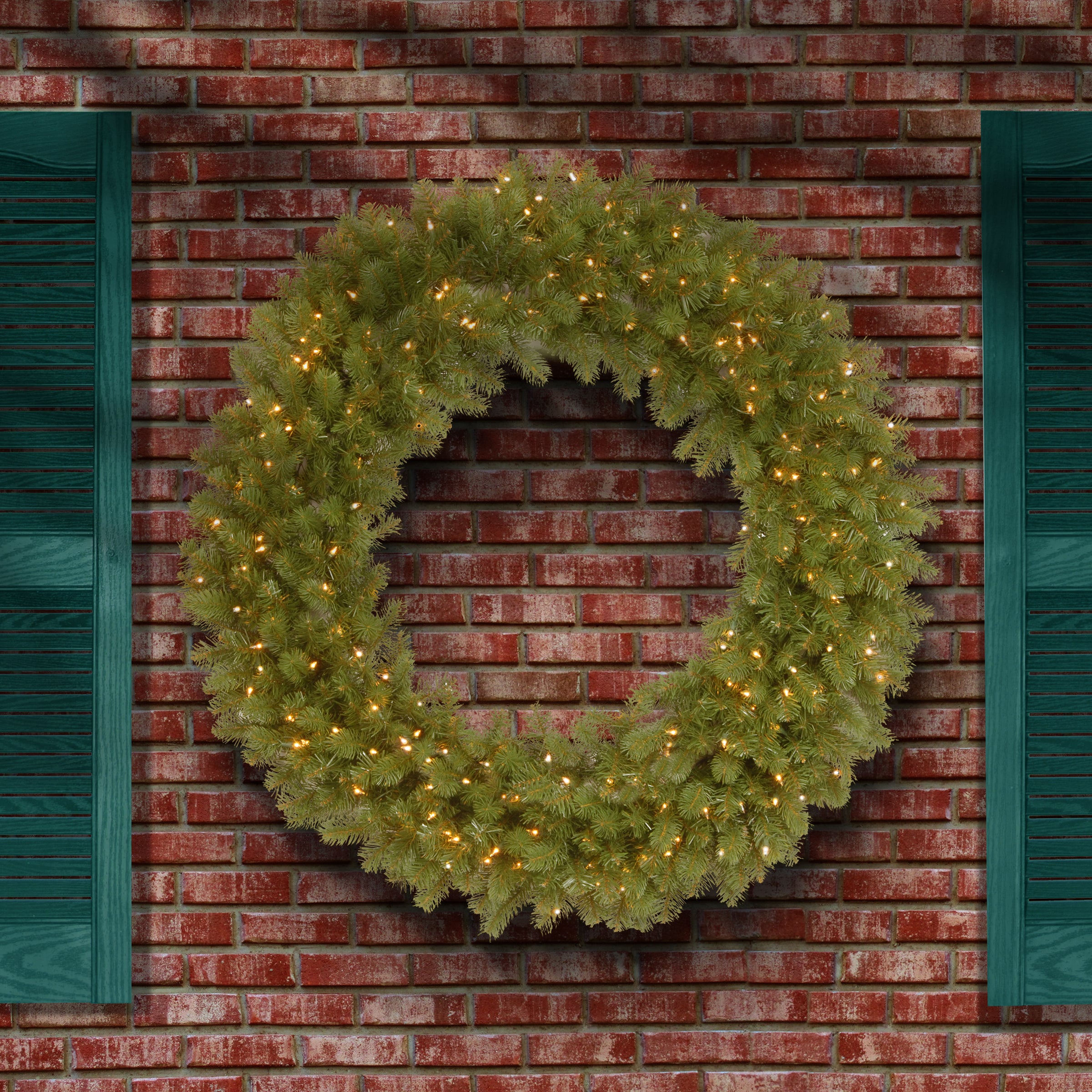 48 Inch Pre-Lit Downswept Douglas Fir Wreath with Warm White LED Lights - Perfect for Christmas, Holiday, and Home Decor