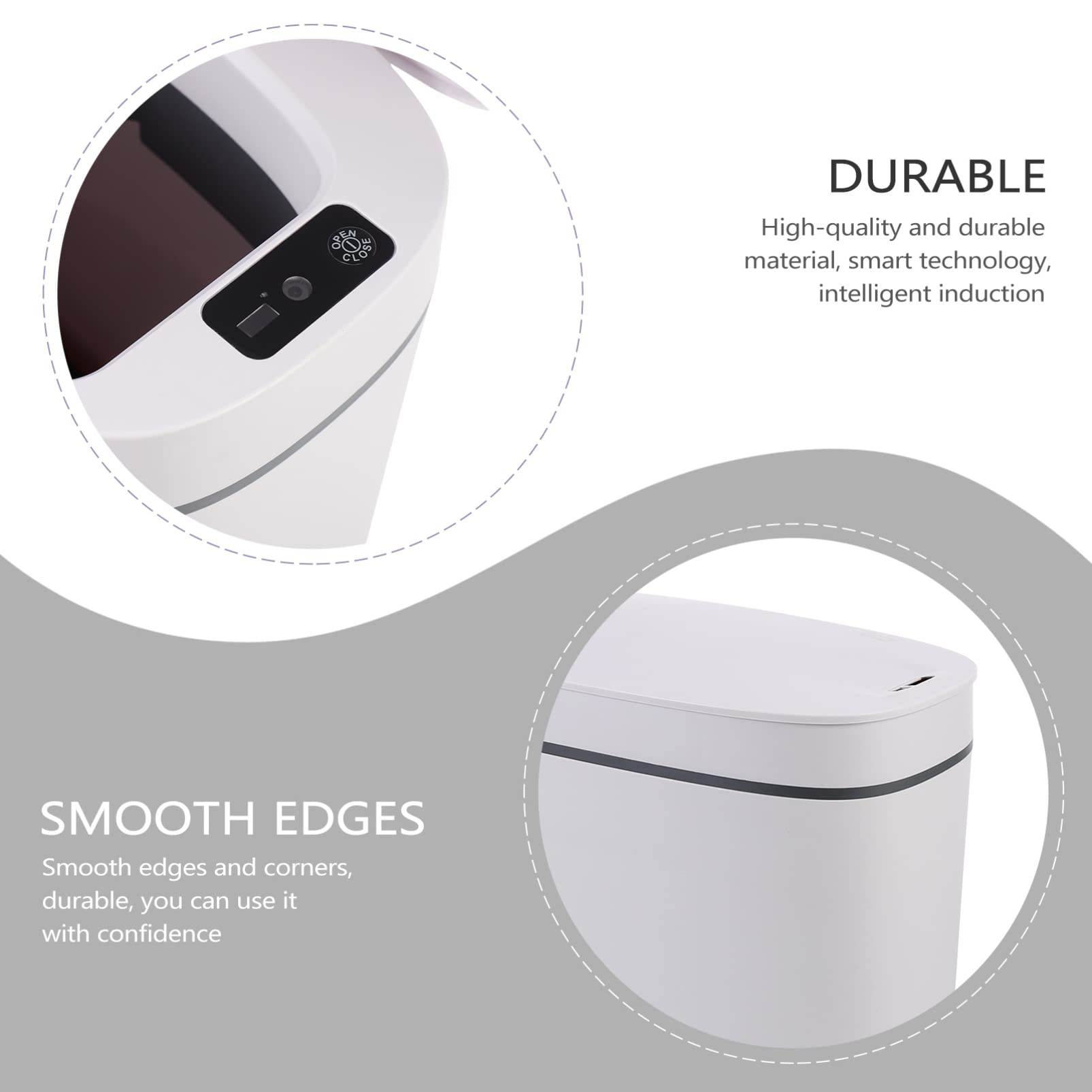 VORCOOL Automatic Motion Sensor Trash Can - 14L Touchless Rectangular Kitchen Garbage Bin with Lid, Plastic Waste Basket for Bathroom, Bedroom, Office & Home Kitchen | Hands-Free, Hygienic & Convenient Disposal