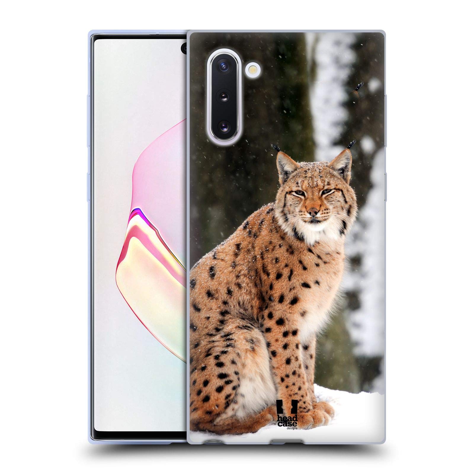 Head Case Designs Wild Lynx in Winter Soft Gel Case for Samsung Galaxy Note10/5G - Durable Protection with Stylish Animal Print, Perfect for Outdoor Adventures and Daily Use