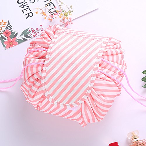 Trendegic Waterproof Travel Makeup Bag for Women - Multifunctional Cosmetic Pouch with Drawstring, Portable Toiletry Organizer (Pink) - Perfect for Travel, Gym, and Daily Use