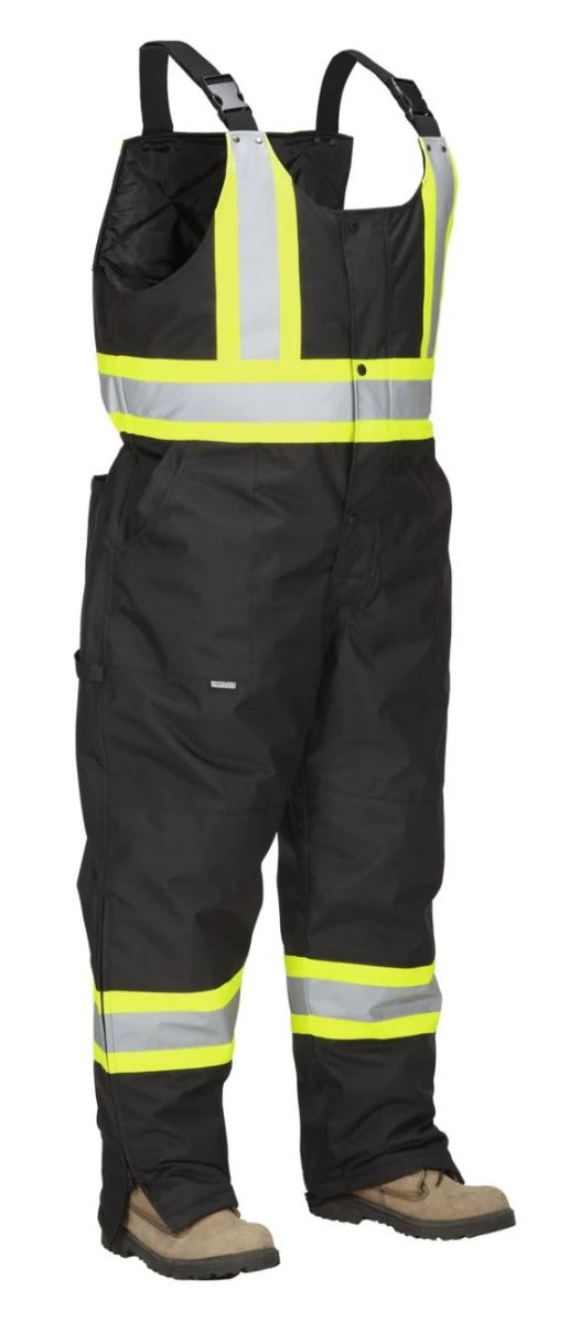 High Visibility Safety Winter Overalls for Men & Women - Black Reflective Work Coveralls - Cold Weather Protection for Construction, Road Work & Outdoor Jobs