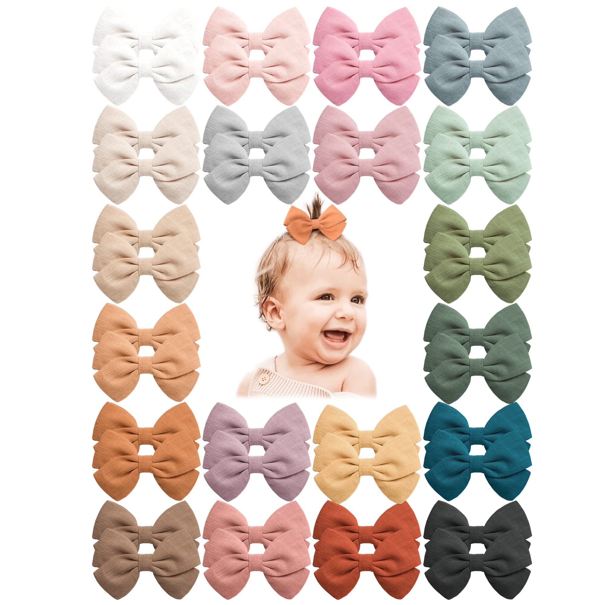 Prohouse 40 PCS Non-Slip Baby Hair Clips for Girls - Soft Lined Hair Bows & Barrettes for Infants, Toddlers & Kids (20 Pairs) - Perfect for Daily Wear, Parties & Photo Shoots