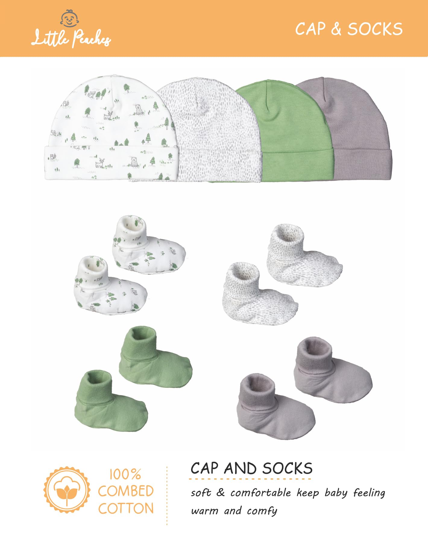 Newborn Baby Clothes Gift Set for Girls & Boys 0-3 Months - Soft Cotton Layette with Hat, Mittens & Socks | Perfect for Hospital, Photo Shoots & First Outfits