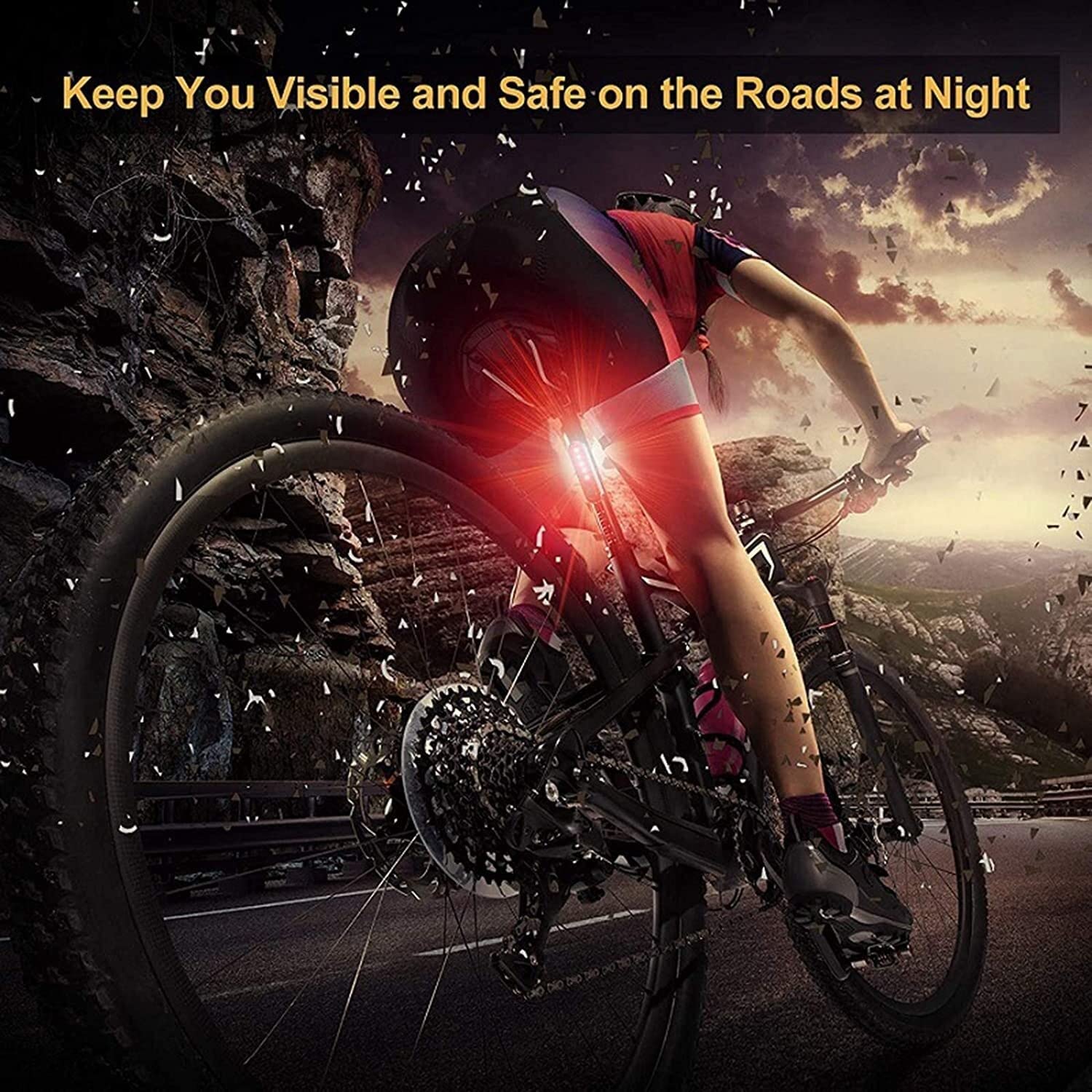 JYYBN 2 Pack USB Rechargeable Smart Bike Tail Light - Ultra Bright LED Bicycle Safety Light with 4 Flash Modes, Waterproof Cycling Accessories for Night Riding & Commuting | Perfect for Road Bikes, Mountain Bikes & Urban Cycling