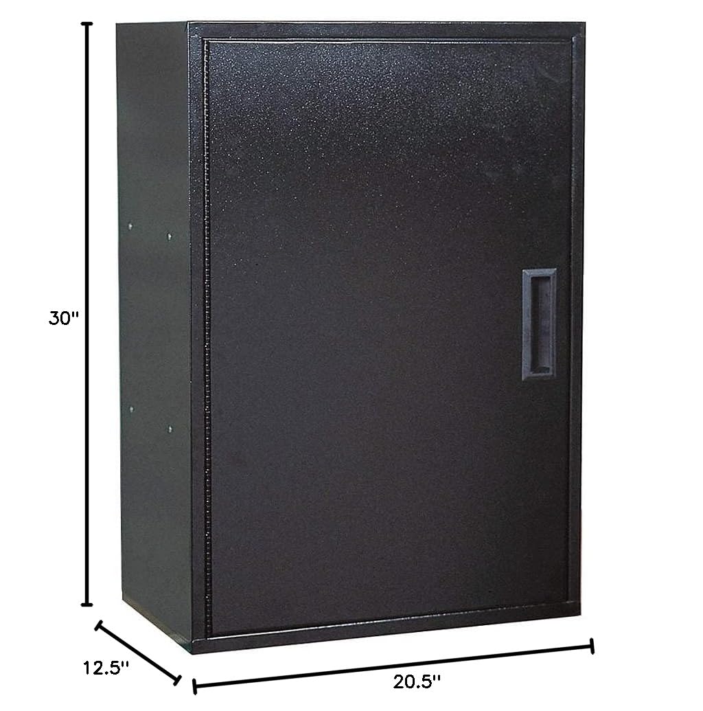 Black One Door Metal Storage Utility Cabinet - Perfect for Garage, Basement, and Home Organization