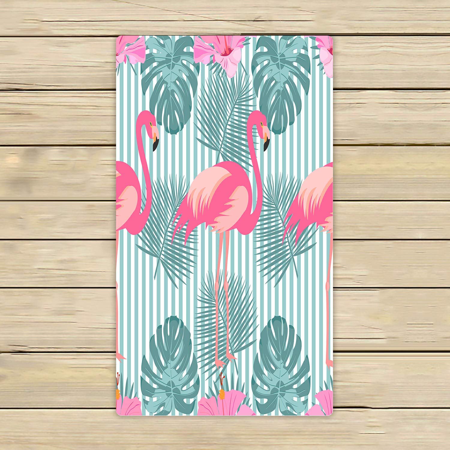 ECZJNT Tropical Exotic Pink Flamingos & Palm Leaves Beach Bath Towel - Soft Absorbent Shower Towel for Home, Pool, Travel - 16x28 Inch - Perfect for Beach Vacations, Bathroom Decor & Outdoor Adventures