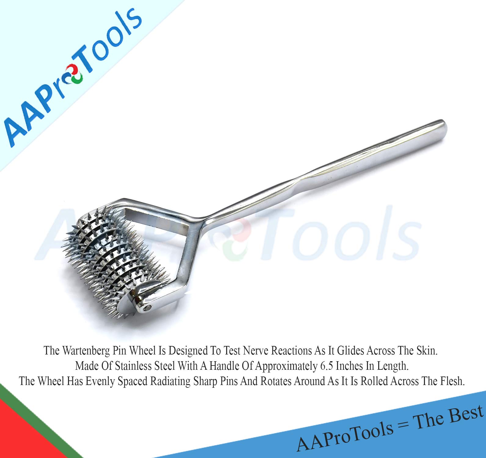 Neurological Wartenberg Sensory Pinwheel - 10 Head Stainless Steel Diagnostic Tool for Nerve Testing & Dermatological Exams - Ideal for Doctors, Neurologists & Physical Therapists