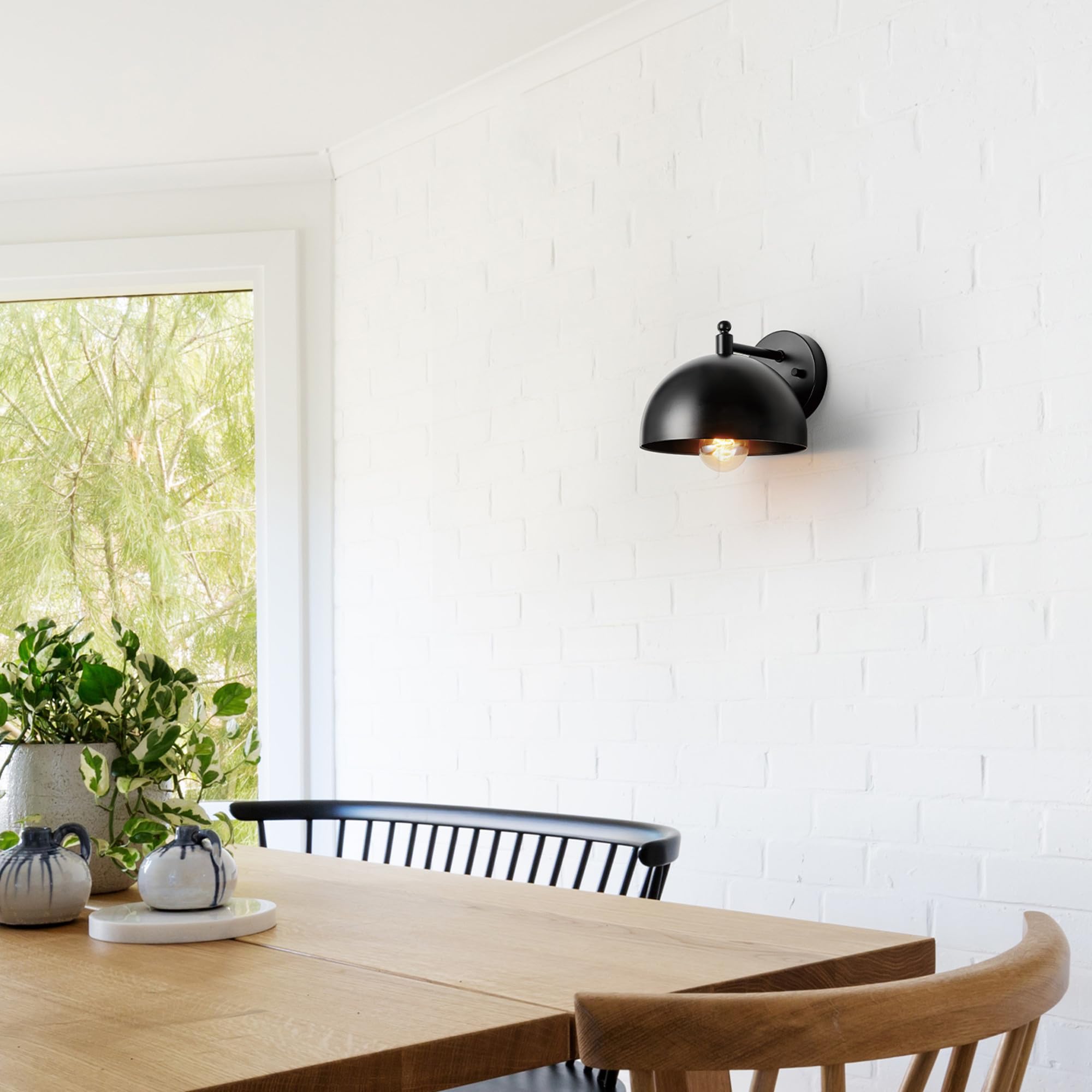 Matte Black Wall Sconce with E26 Socket - Bedroom & Living Room Lighting